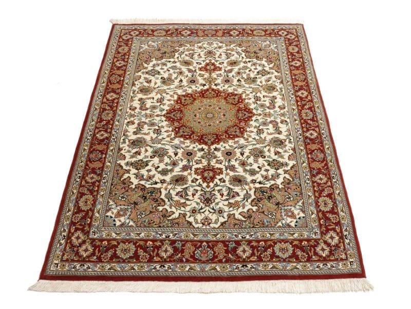 Isfahan Perserteppich 103 × 145 cm aus Wolle & Seide, handgeknüpft