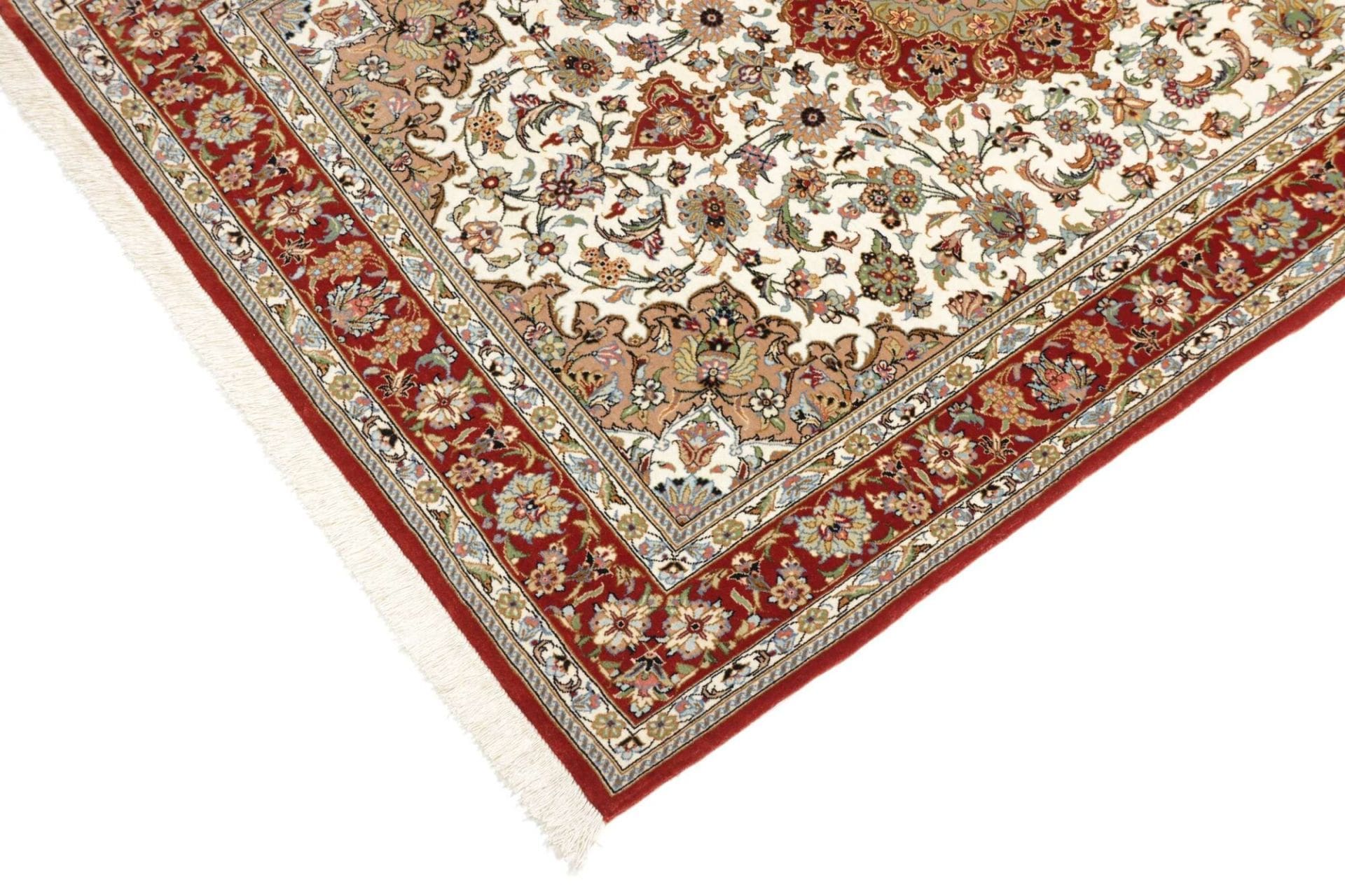 Isfahan Perserteppich 103 × 145 cm aus Wolle & Seide, handgeknüpft