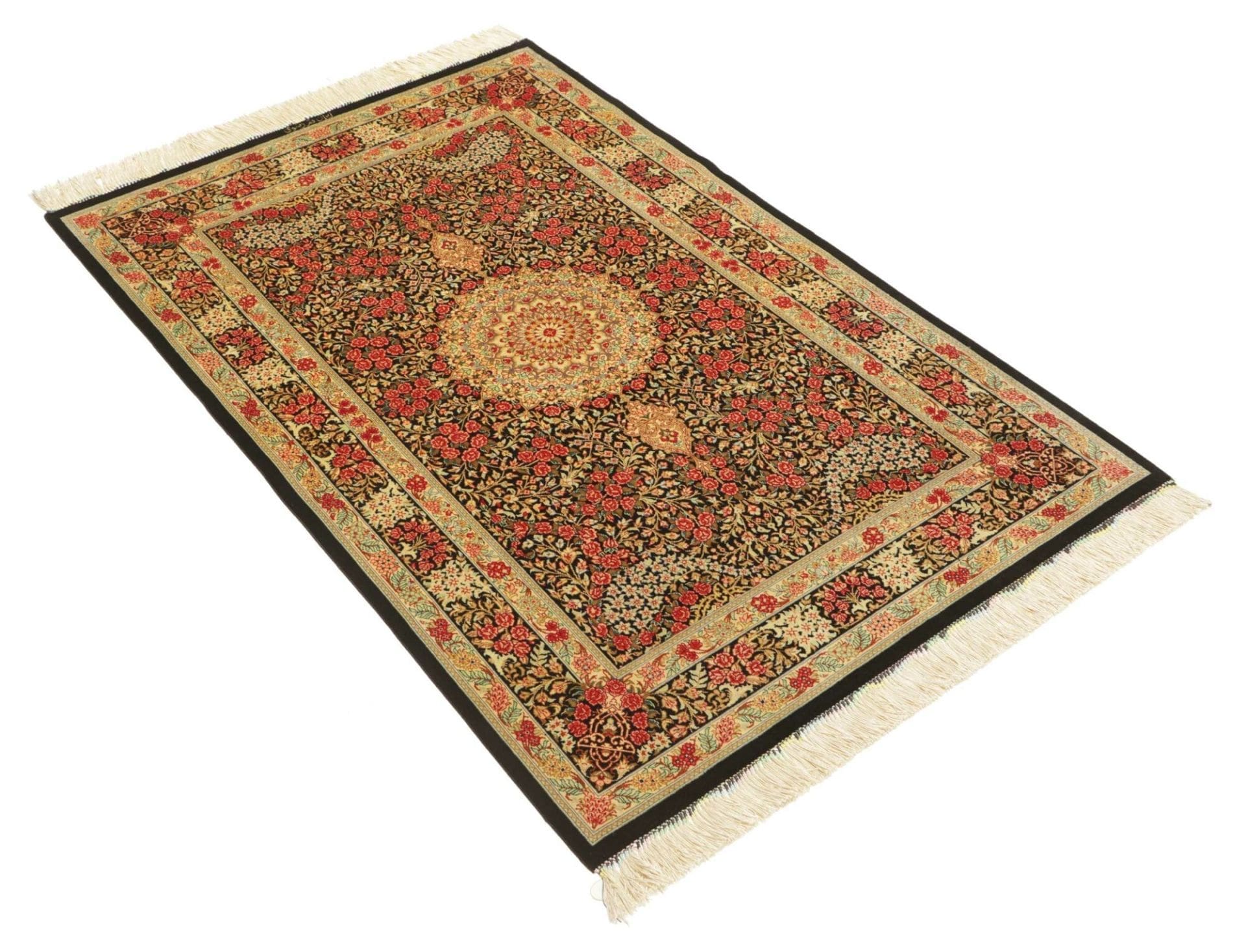 Handgeknüpfter Ghom Perserteppich, 98 × 151 cm, Seide