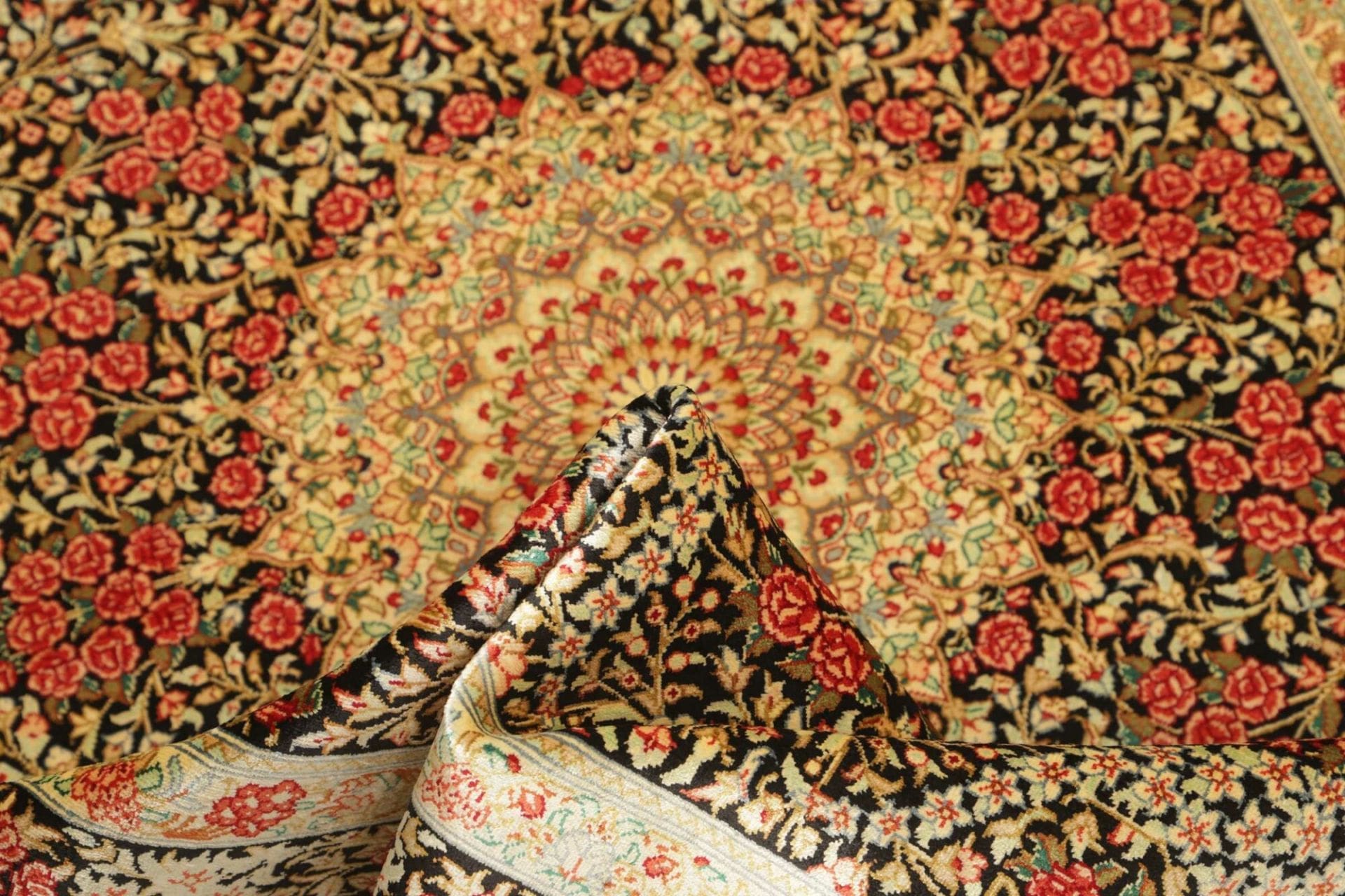 Handgeknüpfter Ghom Perserteppich, 98 × 151 cm, Seide