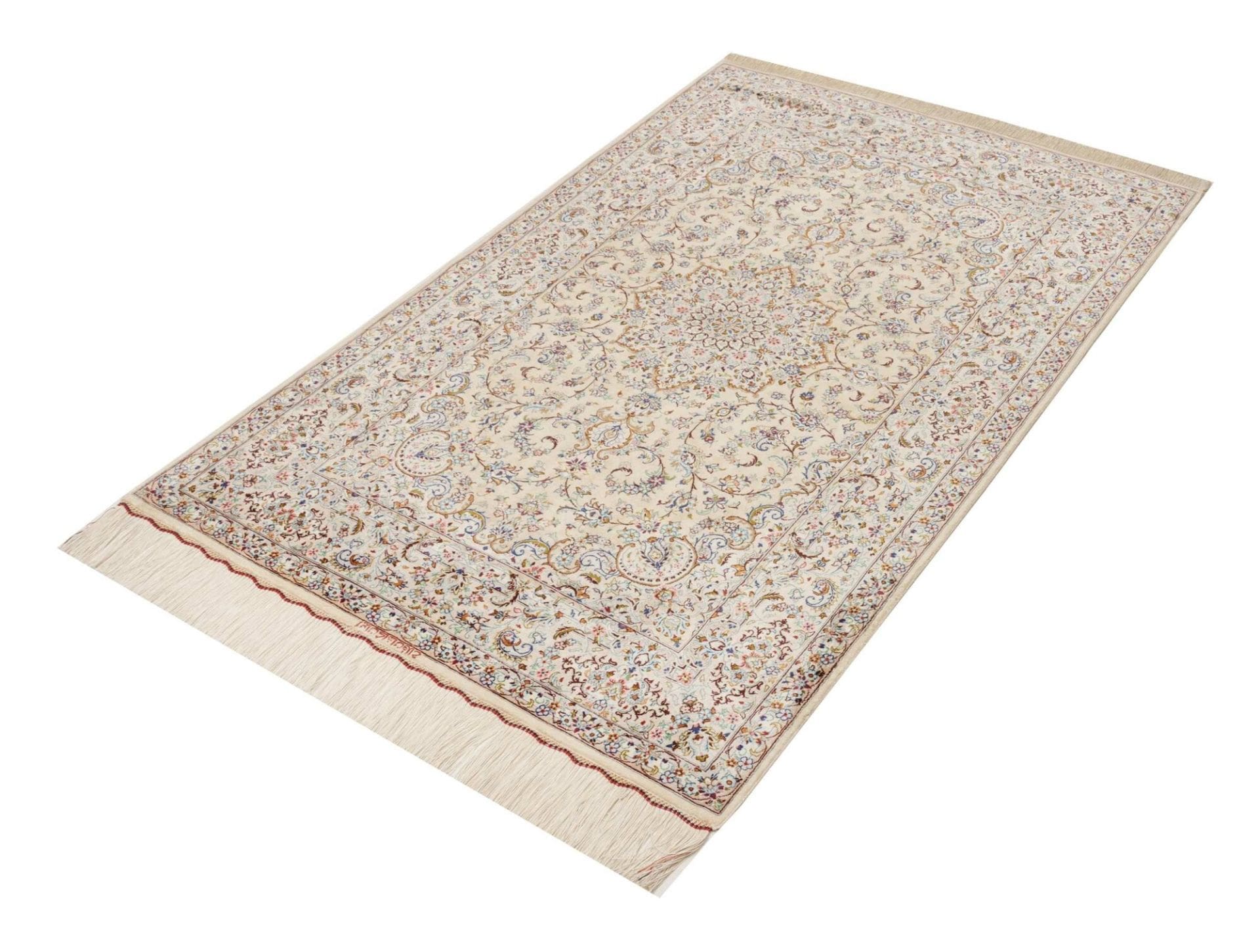Handgeknüpfter Ghom Perserteppich, 102 × 150 cm, Seide