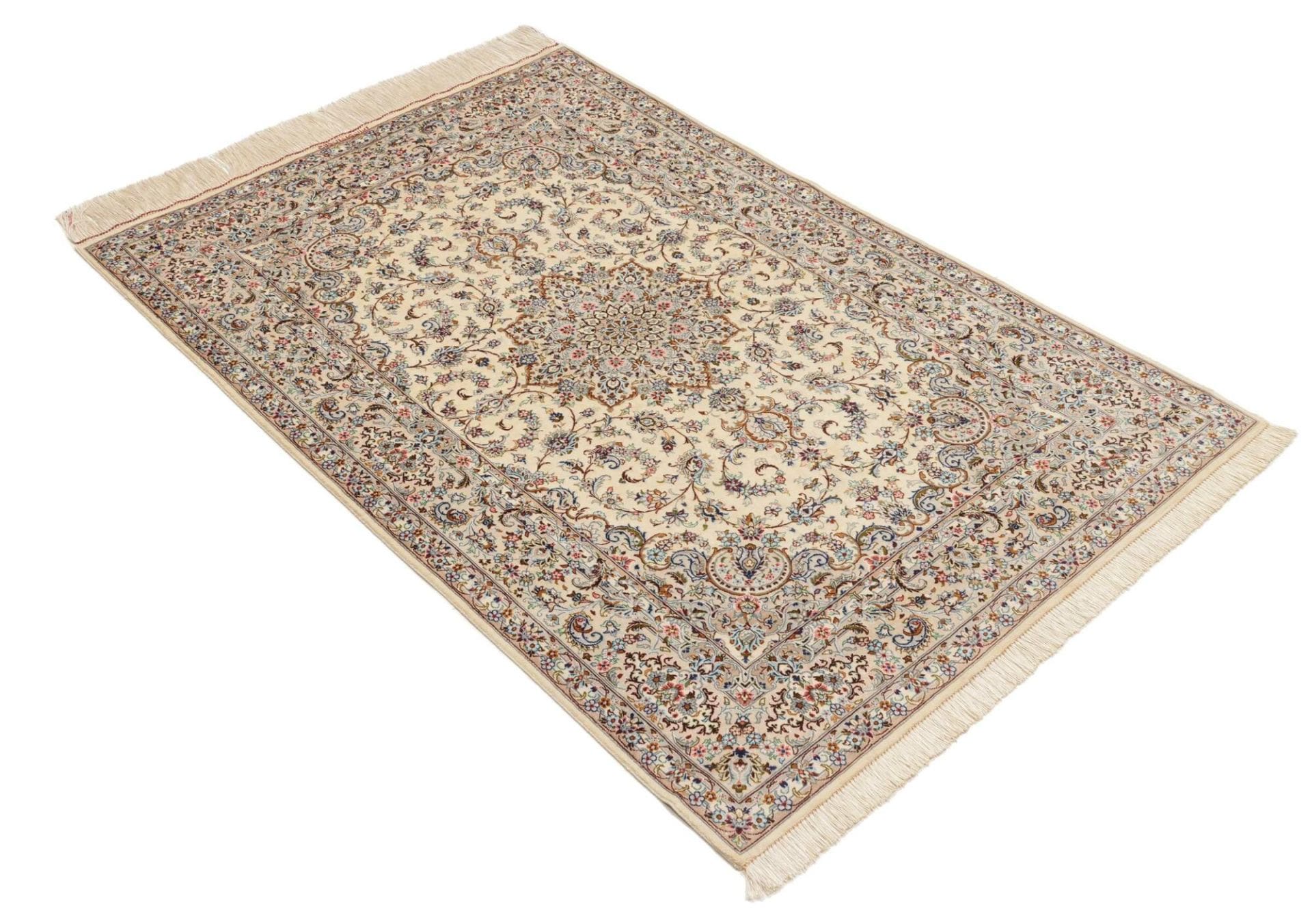 Handgeknüpfter Ghom Perserteppich, 102 × 150 cm, Seide