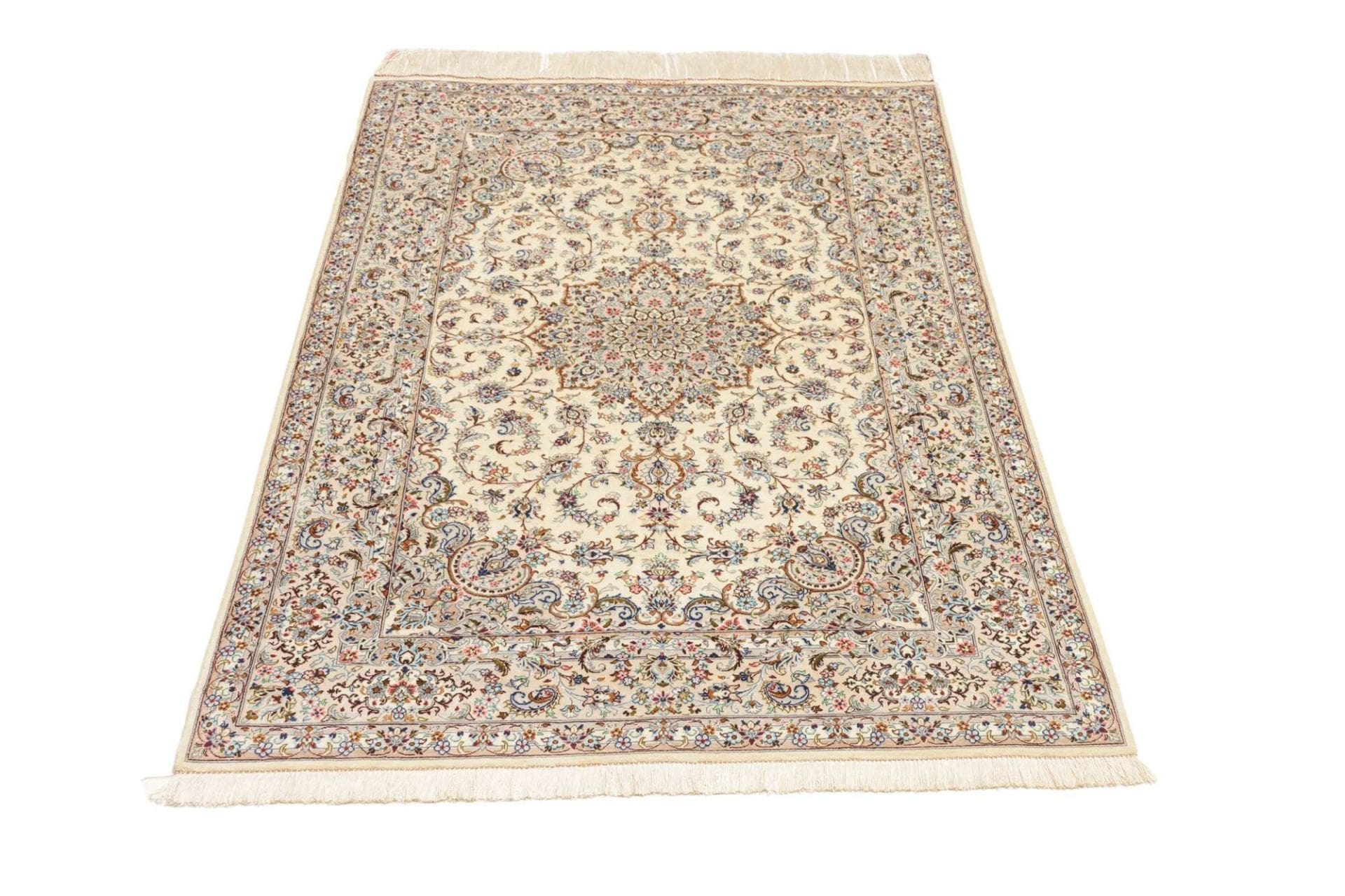 Handgeknüpfter Ghom Perserteppich, 102 × 150 cm, Seide