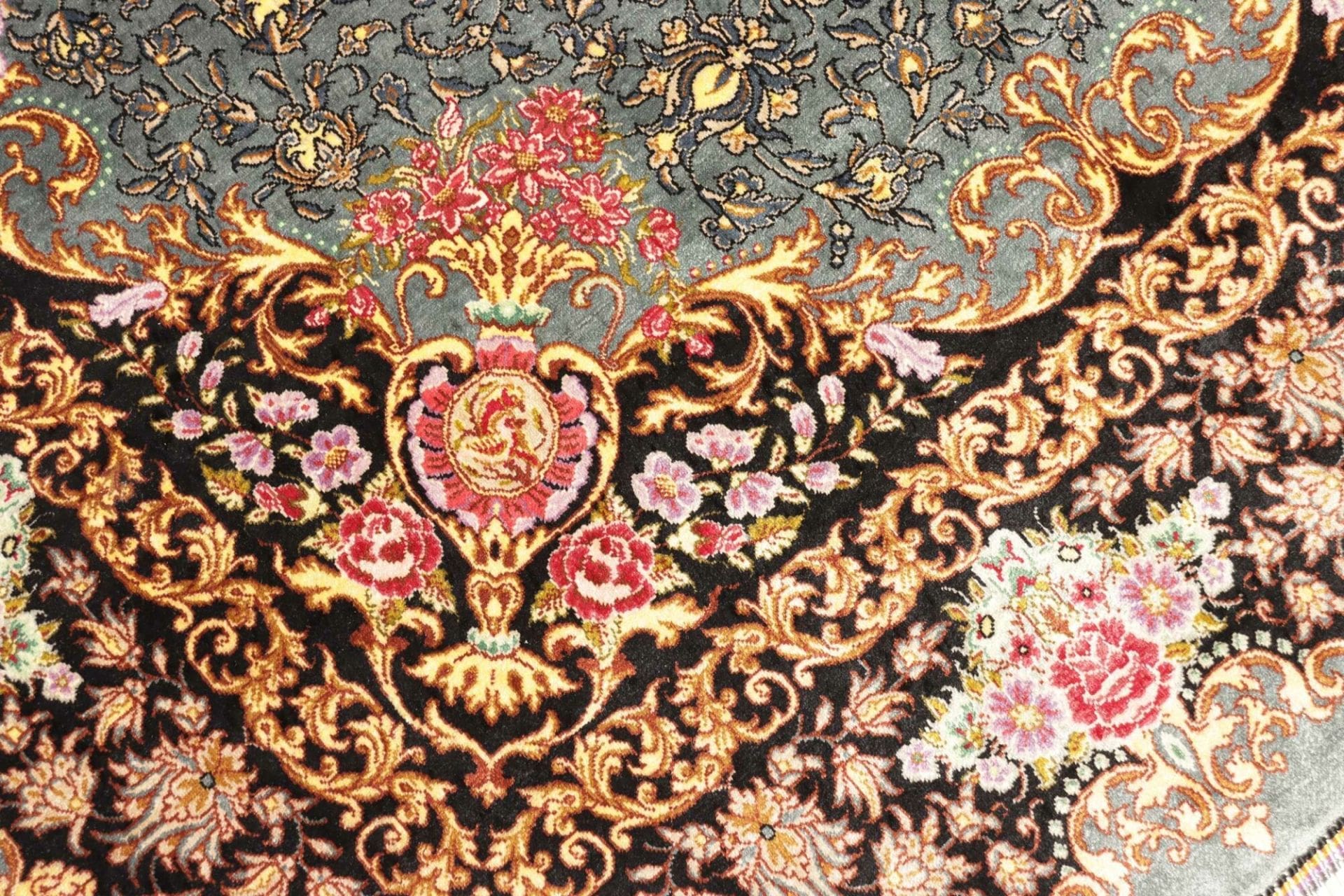 Handgeknüpfter Ghom Perserteppich, 101 × 148 cm, Seide