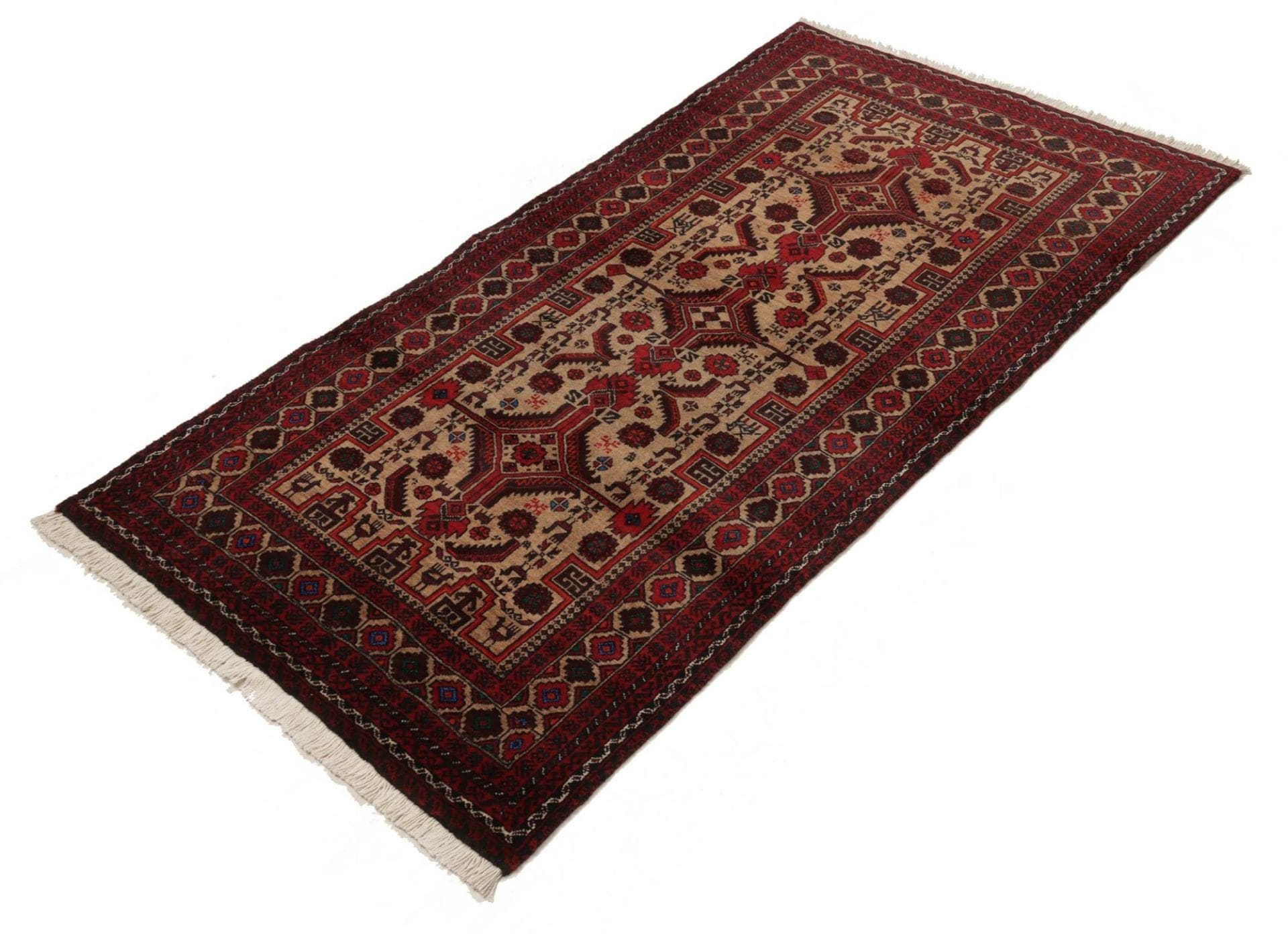 handgeknupfter-orientteppich-99-x-181cm-aus-schurwolle-floral-1 Handgeknüpfter Perserteppich, 99 × 181 cm, Wolle