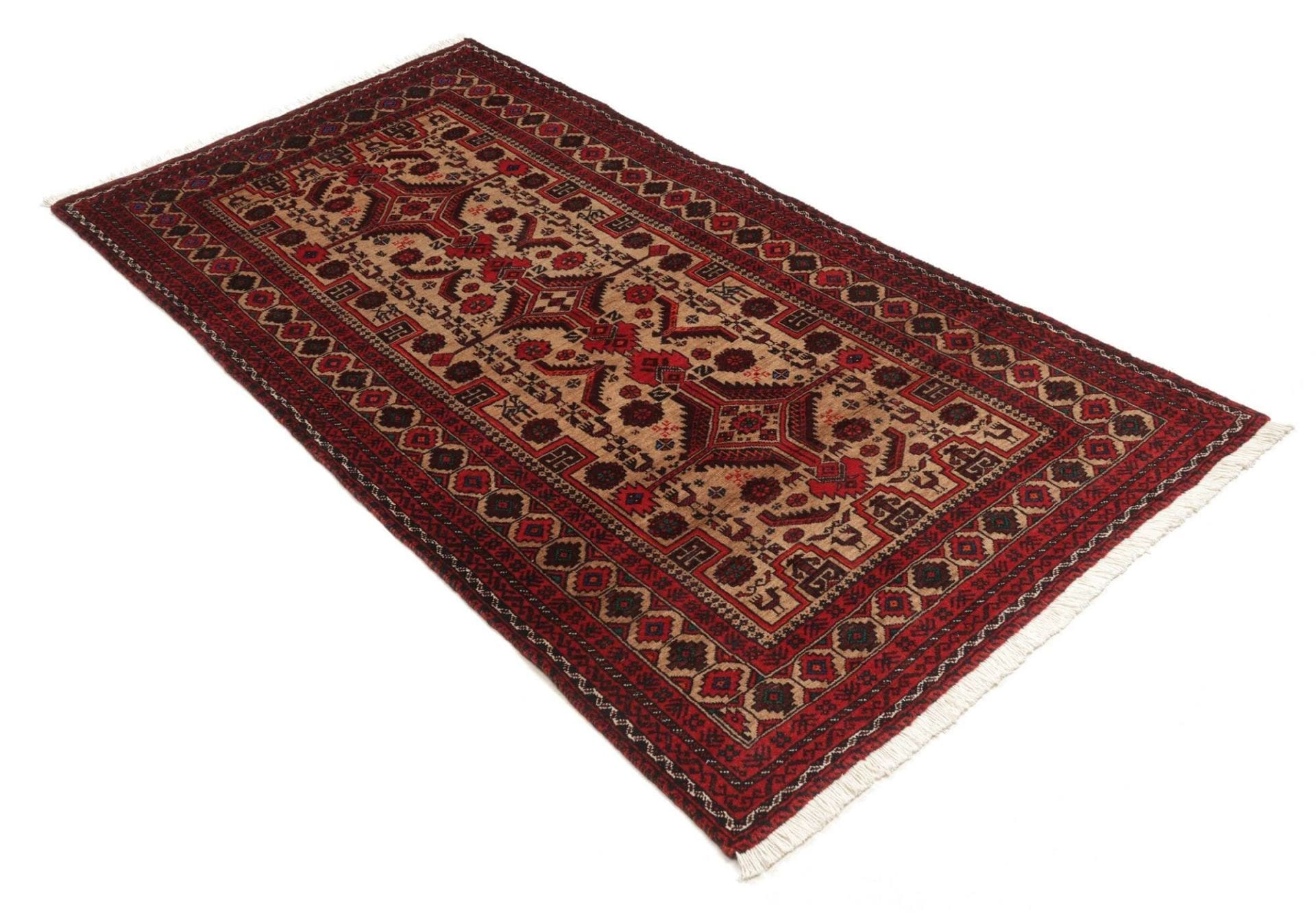 handgeknupfter-orientteppich-99-x-181cm-aus-schurwolle-floral-2 Handgeknüpfter Perserteppich, 99 × 181 cm, Wolle
