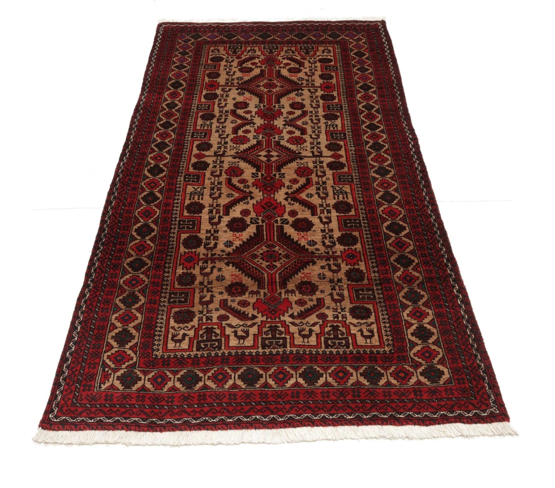 handgeknupfter-orientteppich-99-x-181cm-aus-schurwolle-floral-3 Handgeknüpfter Perserteppich, 99 × 181 cm, Wolle