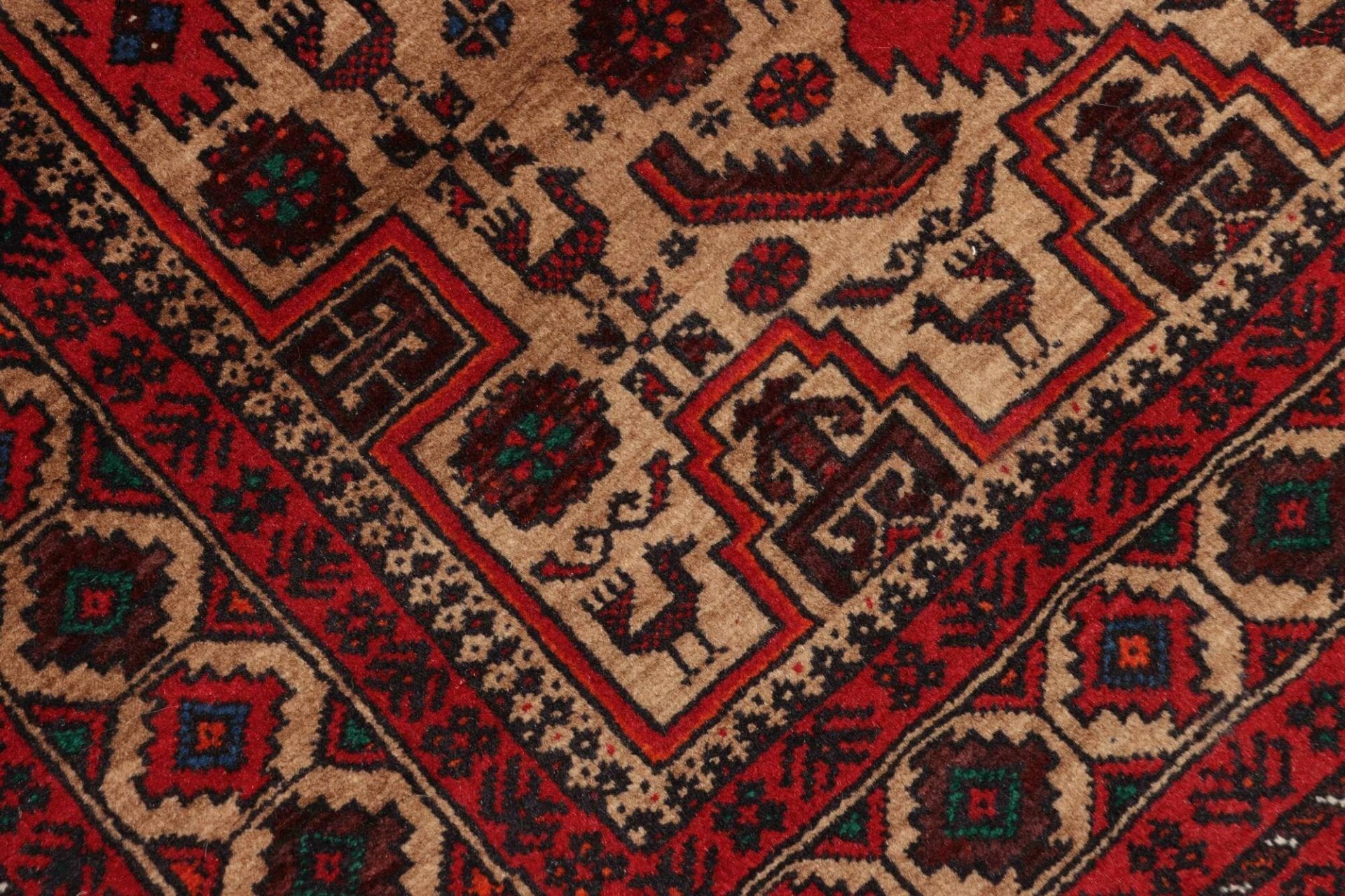 handgeknupfter-orientteppich-99-x-181cm-aus-schurwolle-floral-5 Handgeknüpfter Perserteppich, 99 × 181 cm, Wolle