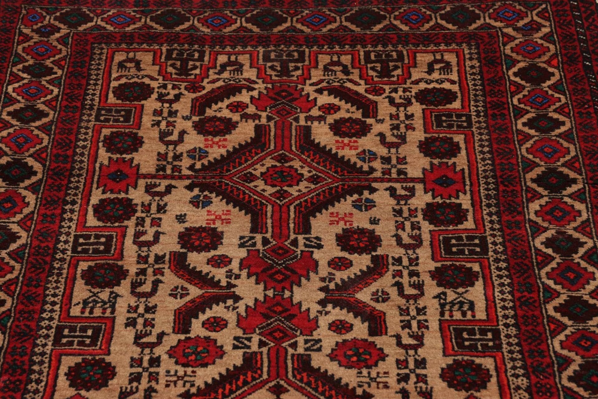 handgeknupfter-orientteppich-99-x-181cm-aus-schurwolle-floral-7 Handgeknüpfter Perserteppich, 99 × 181 cm, Wolle