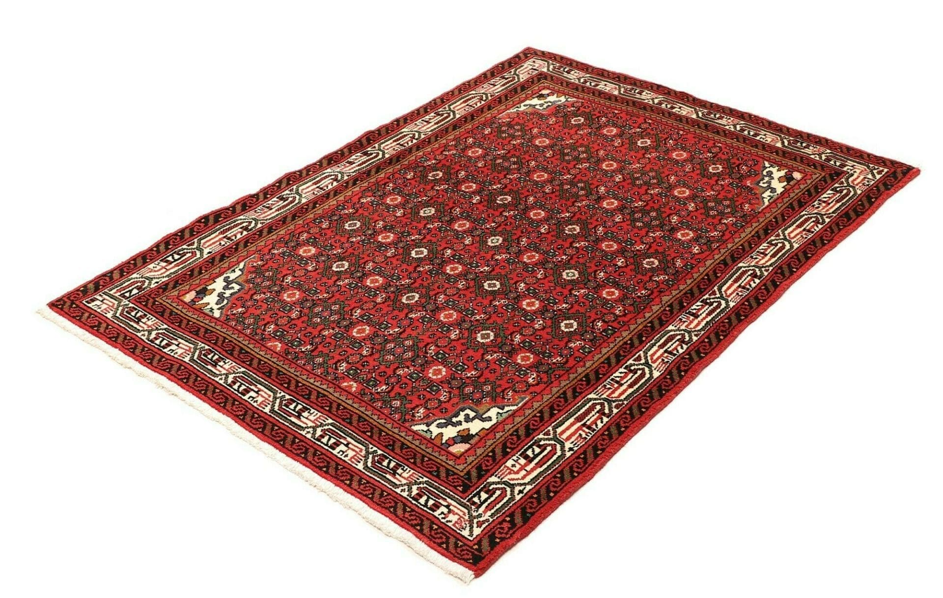 Handgeknüpfter Hamadan Herati Perserteppich 105 × 145 cm