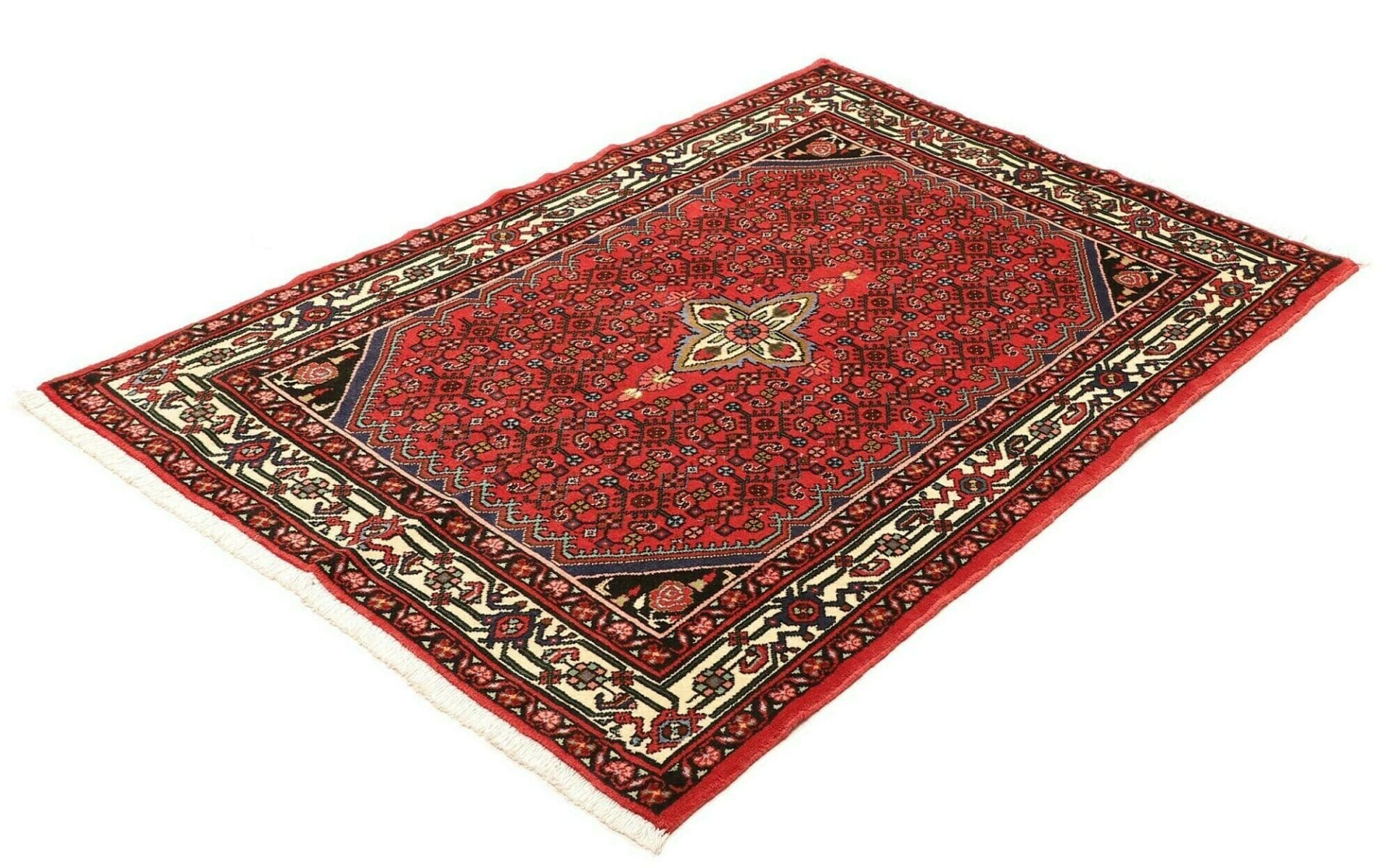 Handgeknüpfter Hamadan Herati Perserteppich, 109 × 147 cm, Wolle