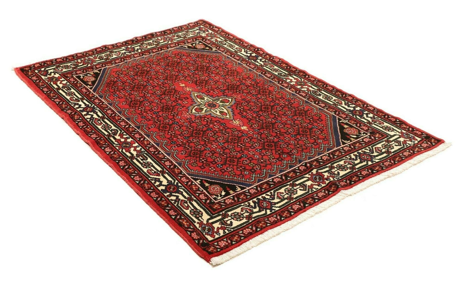 Handgeknüpfter Hamadan Herati Perserteppich, 109 × 147 cm, Wolle