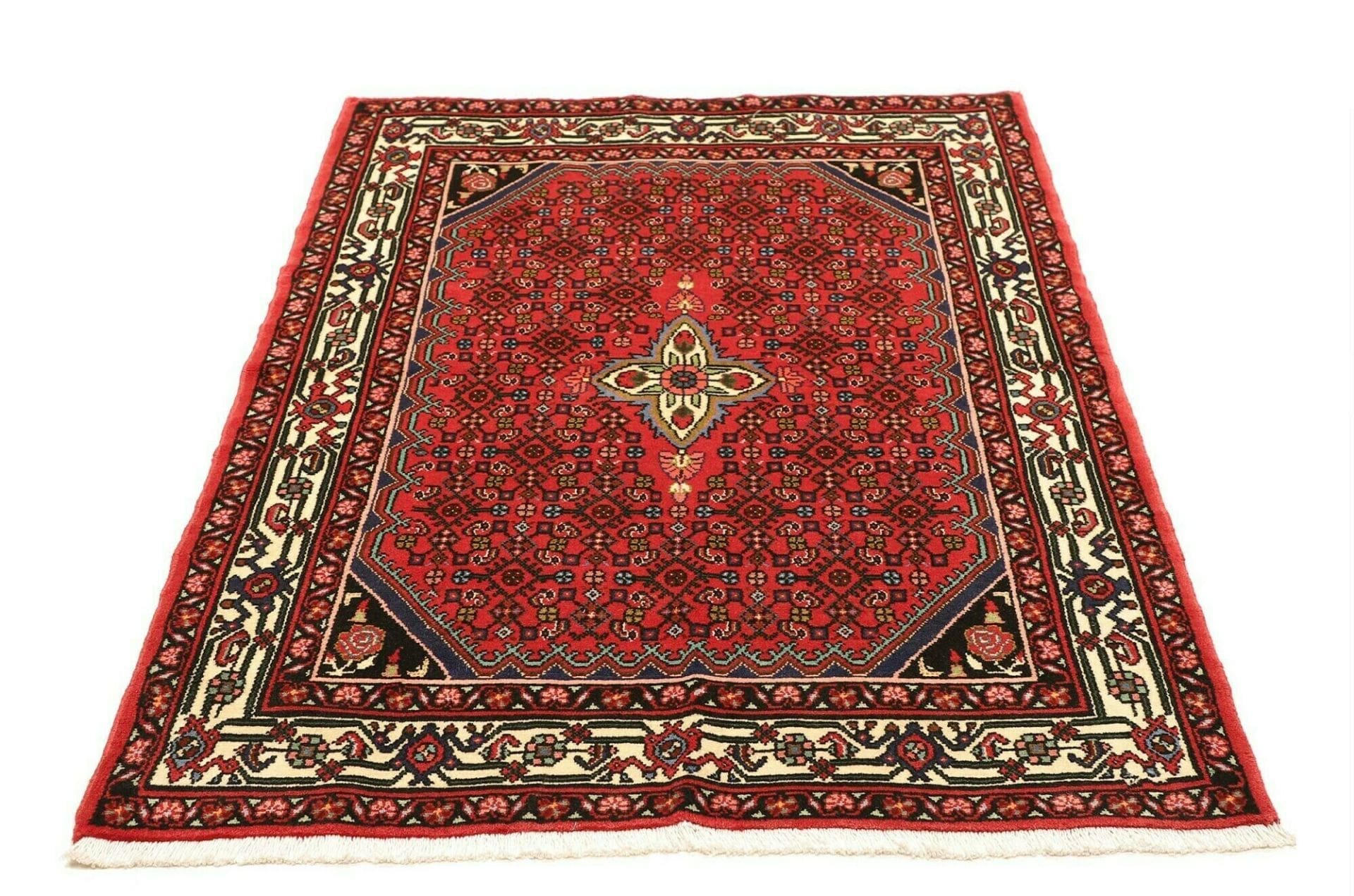 Handgeknüpfter Hamadan Herati Perserteppich, 109 × 147 cm, Wolle