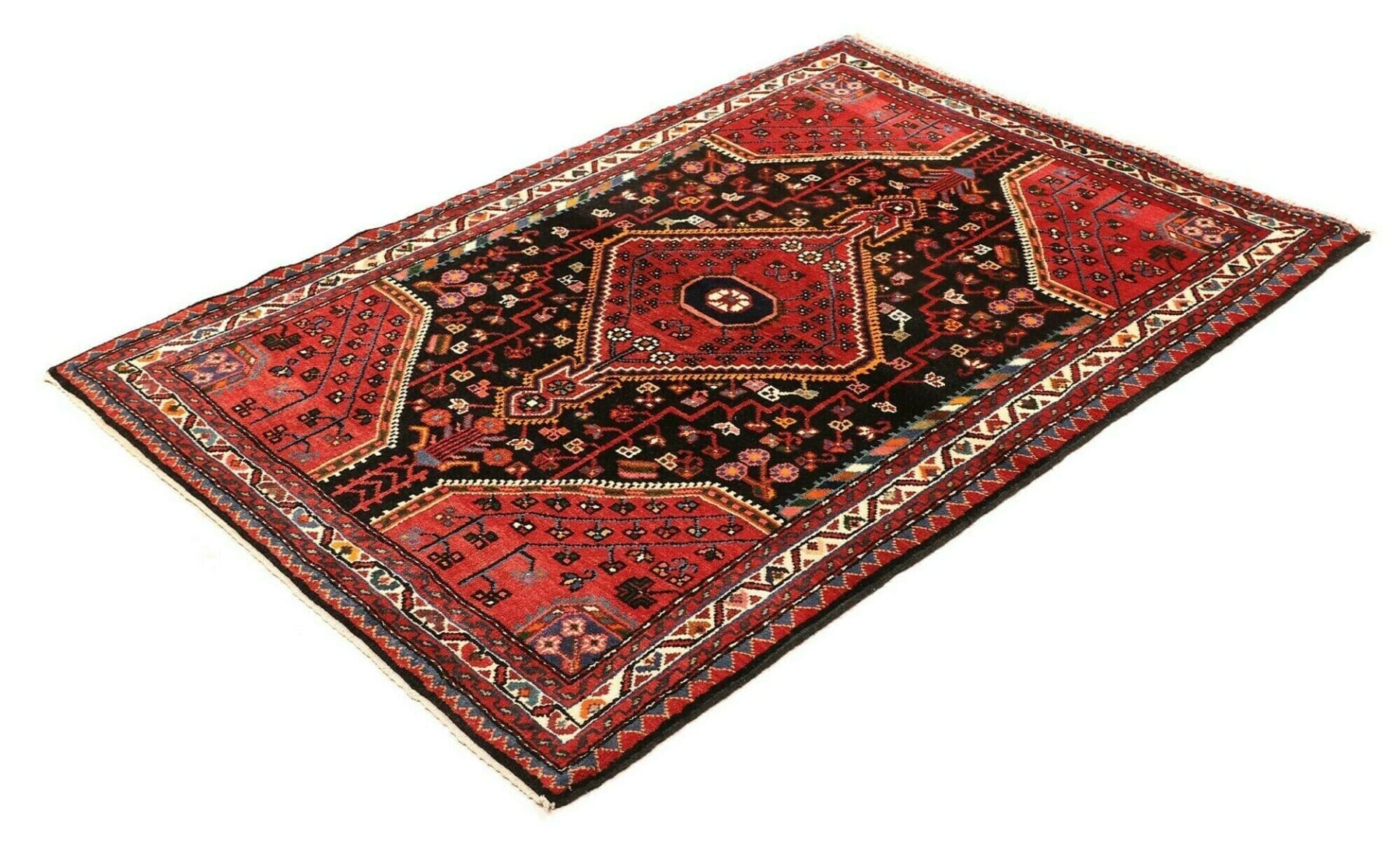 Handgeknüpfter Hamadan Herati Perserteppich, 114 × 156 cm, Wolle