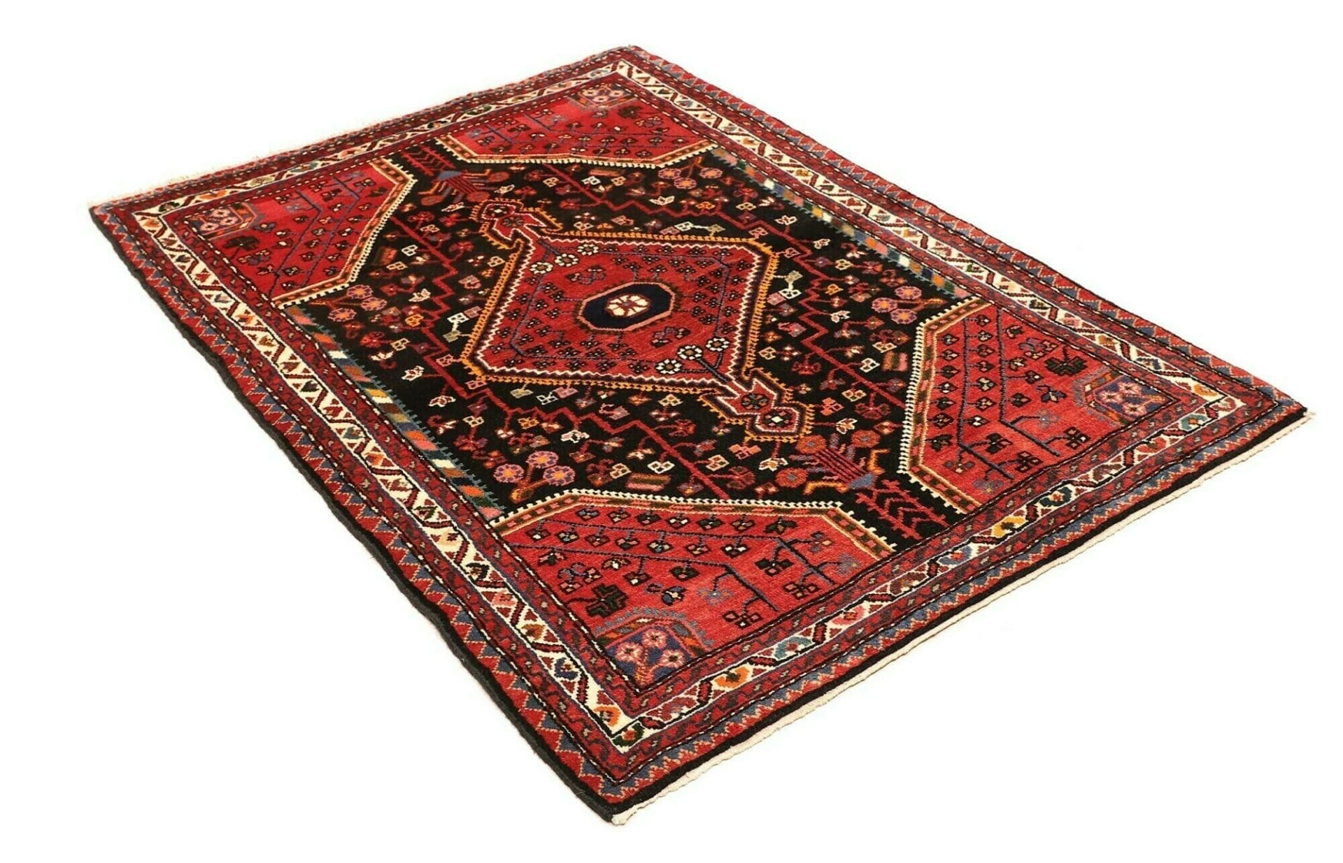 Handgeknüpfter Hamadan Herati Perserteppich, 114 × 156 cm, Wolle