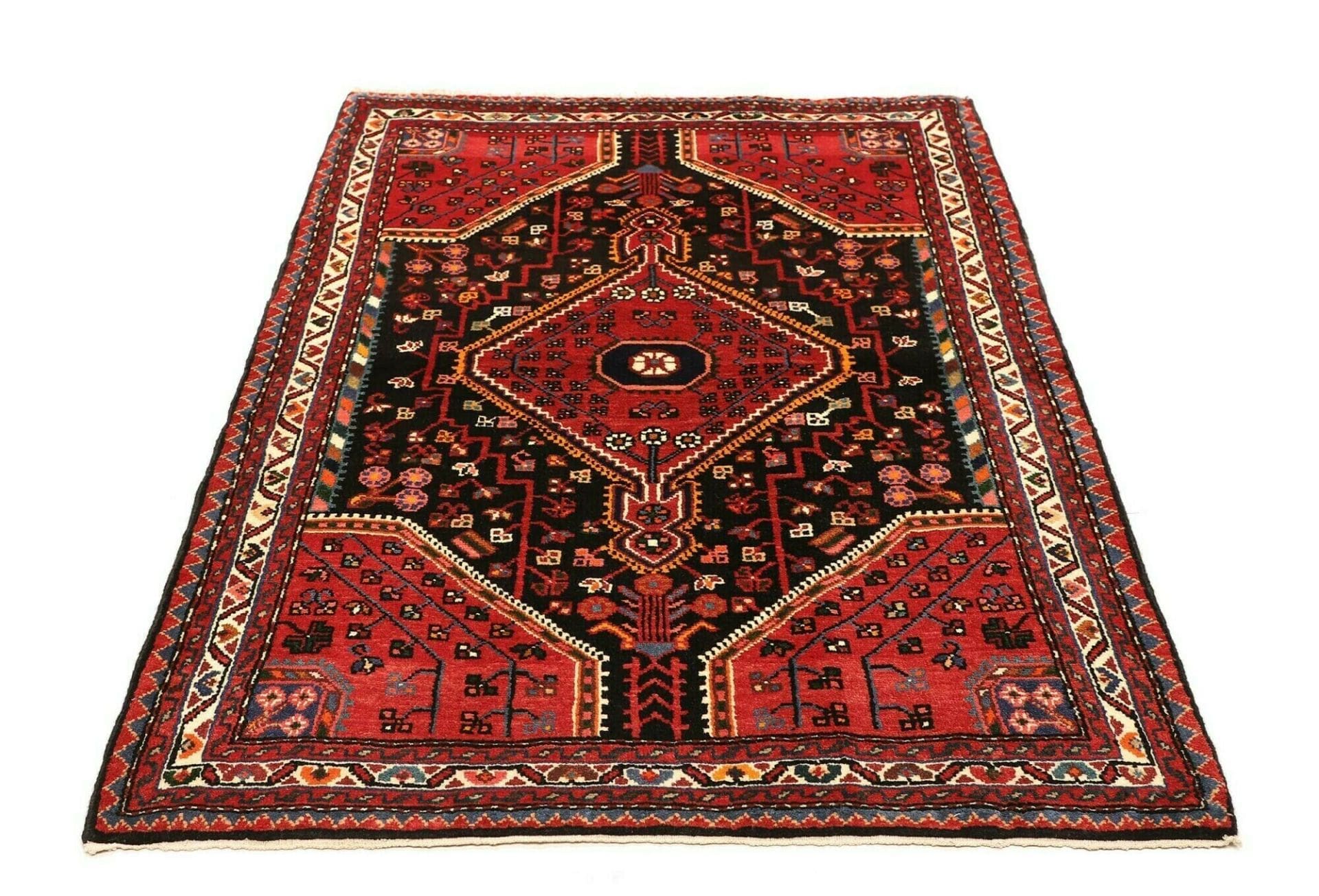 Handgeknüpfter Hamadan Herati Perserteppich, 114 × 156 cm, Wolle
