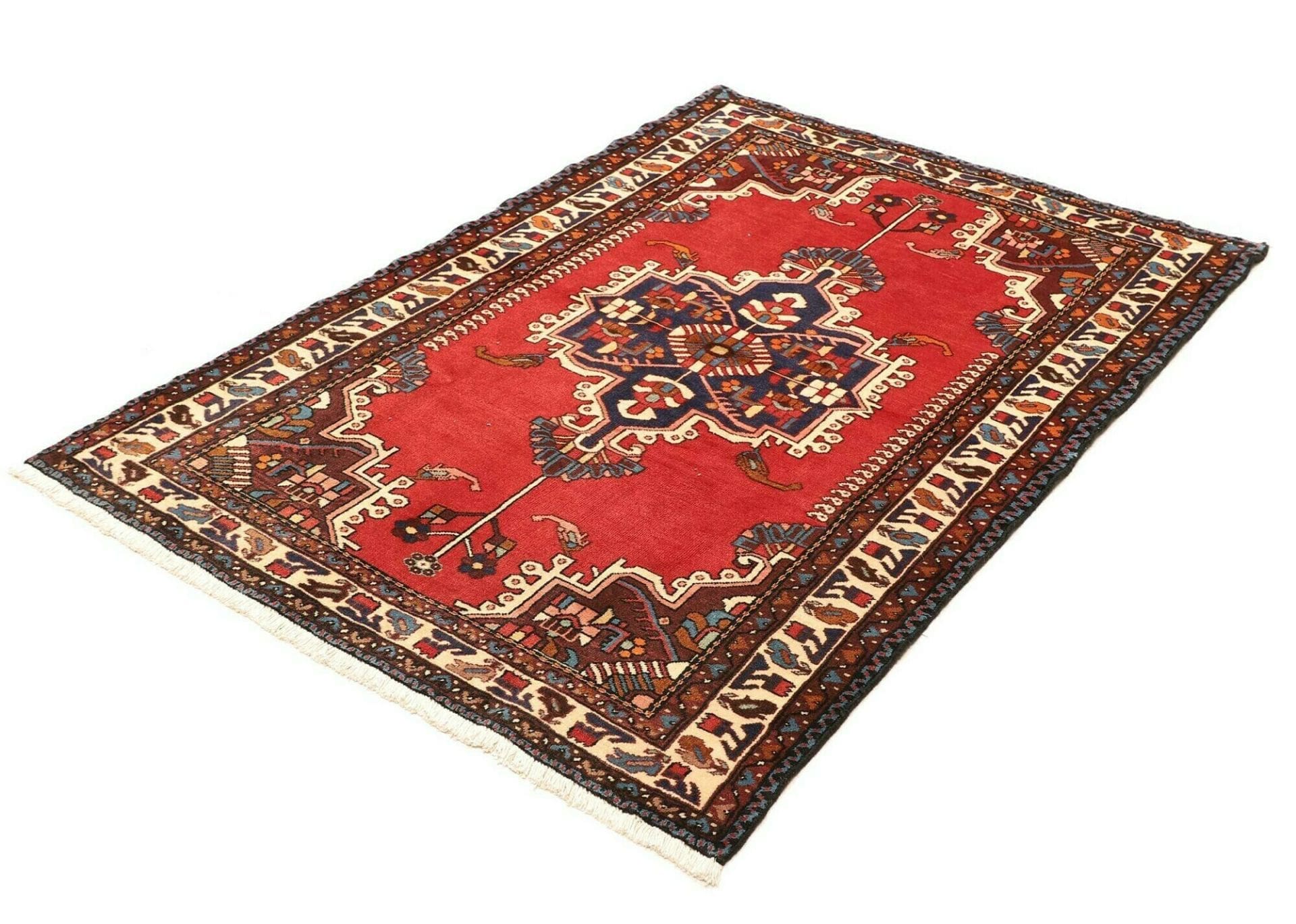 handgeknupfter-hamadan-orientteppich-111-x-153cm-schurwolle-herati-muster-1 Hamadan Herati Perserteppich 111 × 153 cm aus Wolle, handgeknüpft