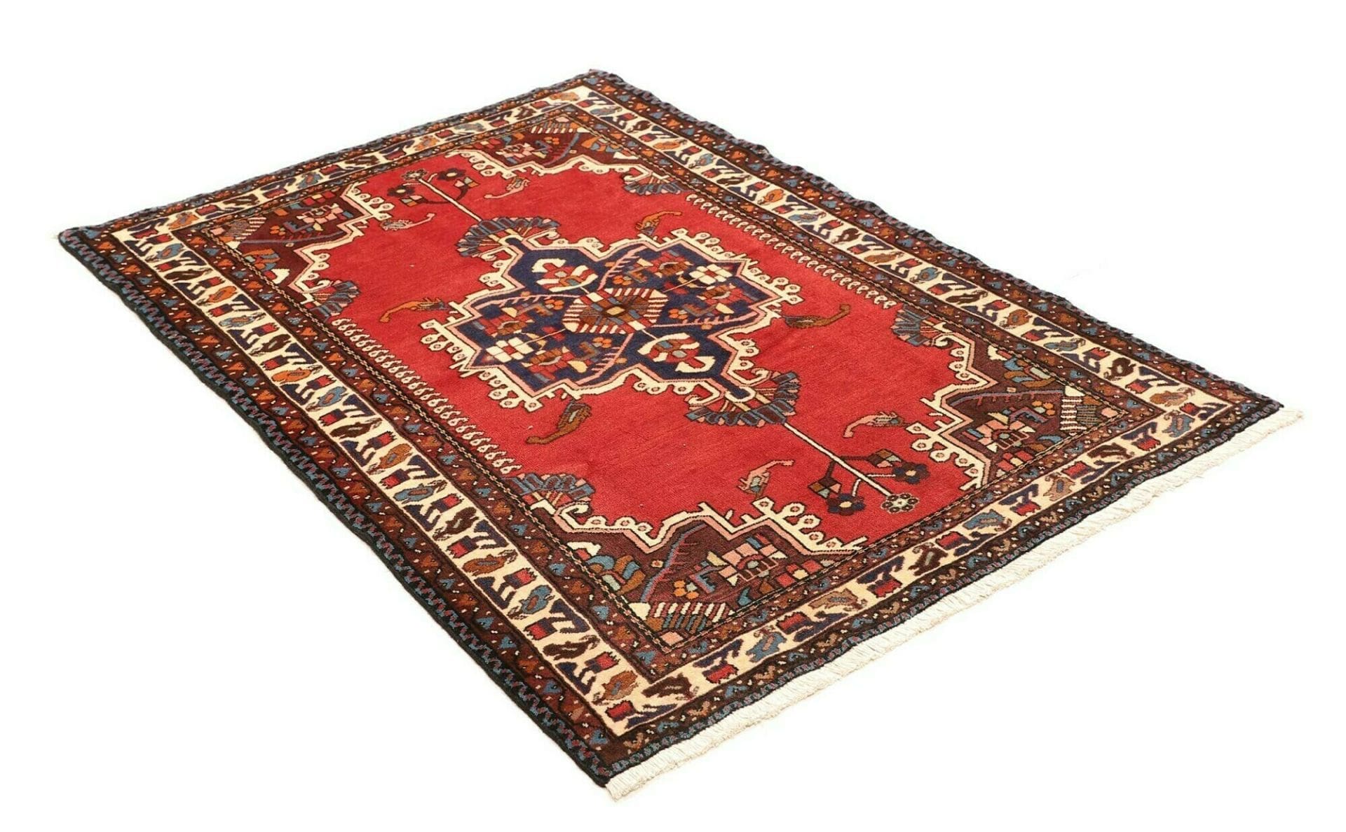 handgeknupfter-hamadan-orientteppich-111-x-153cm-schurwolle-herati-muster-2 Hamadan Herati Perserteppich 111 × 153 cm aus Wolle, handgeknüpft