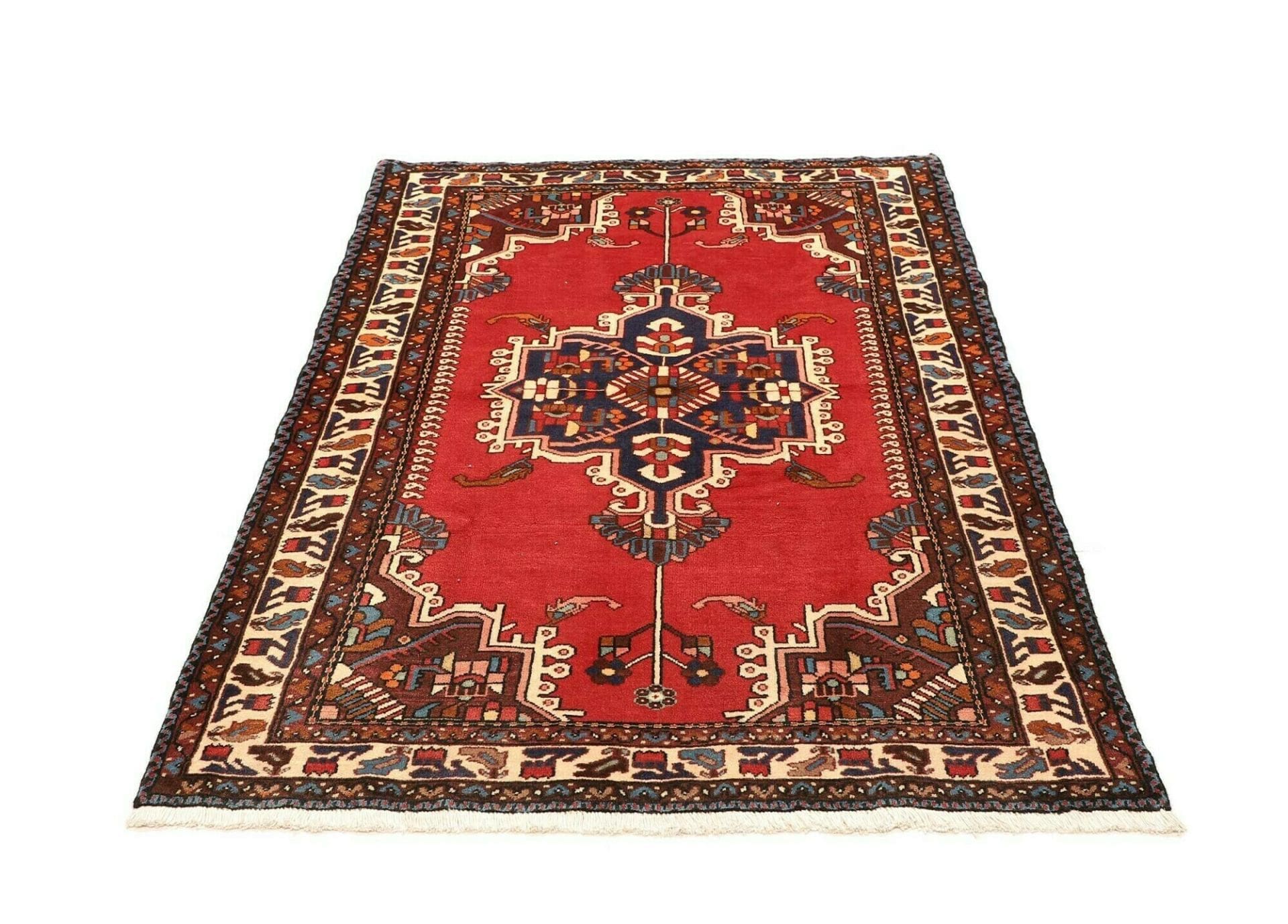 handgeknupfter-hamadan-orientteppich-111-x-153cm-schurwolle-herati-muster-3 Hamadan Herati Perserteppich 111 × 153 cm aus Wolle, handgeknüpft