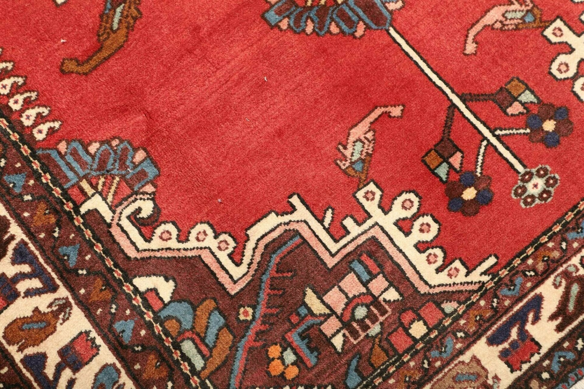 handgeknupfter-hamadan-orientteppich-111-x-153cm-schurwolle-herati-muster-5 Hamadan Herati Perserteppich 111 × 153 cm aus Wolle, handgeknüpft