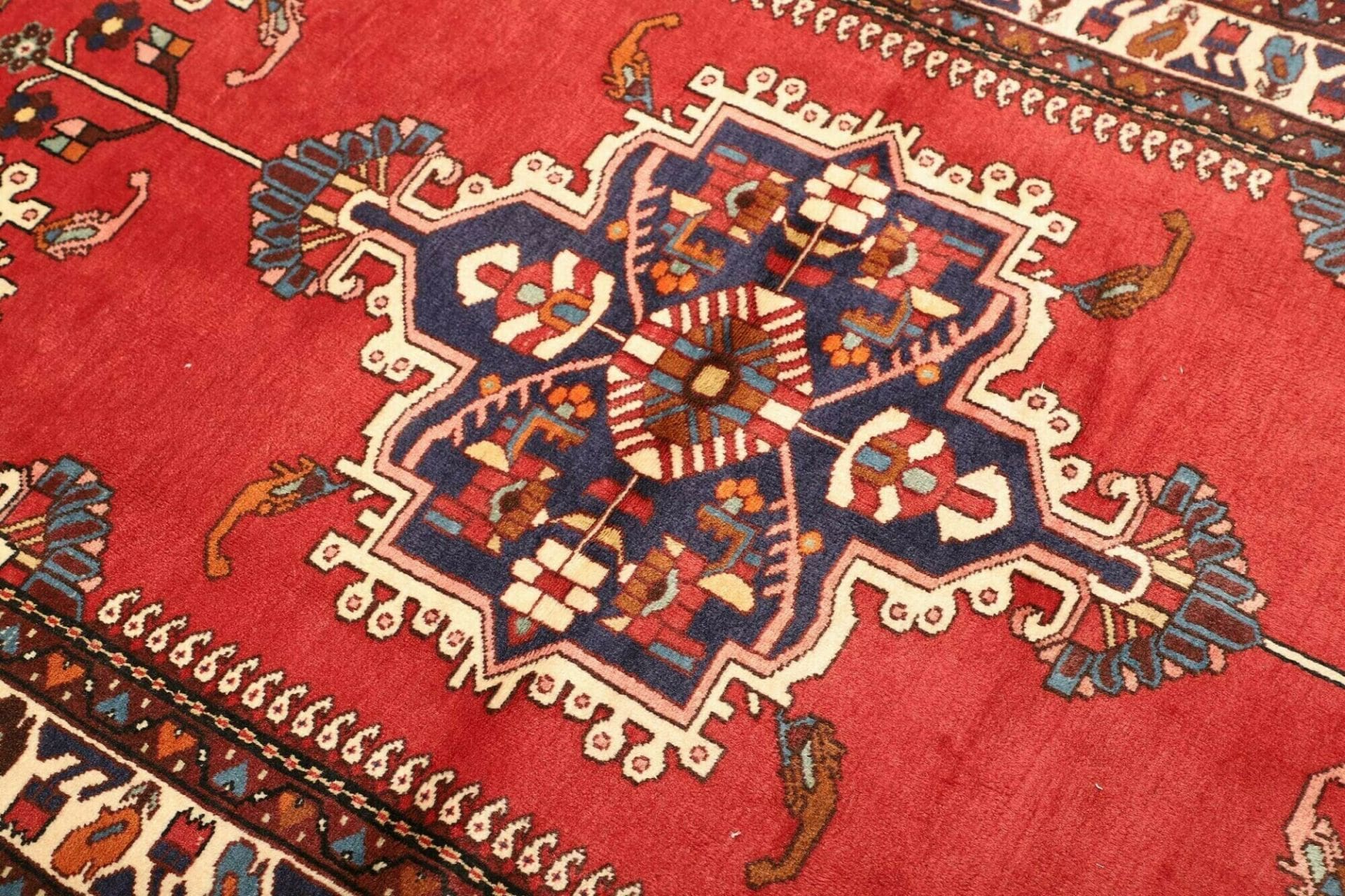 handgeknupfter-hamadan-orientteppich-111-x-153cm-schurwolle-herati-muster-6 Hamadan Herati Perserteppich 111 × 153 cm aus Wolle, handgeknüpft