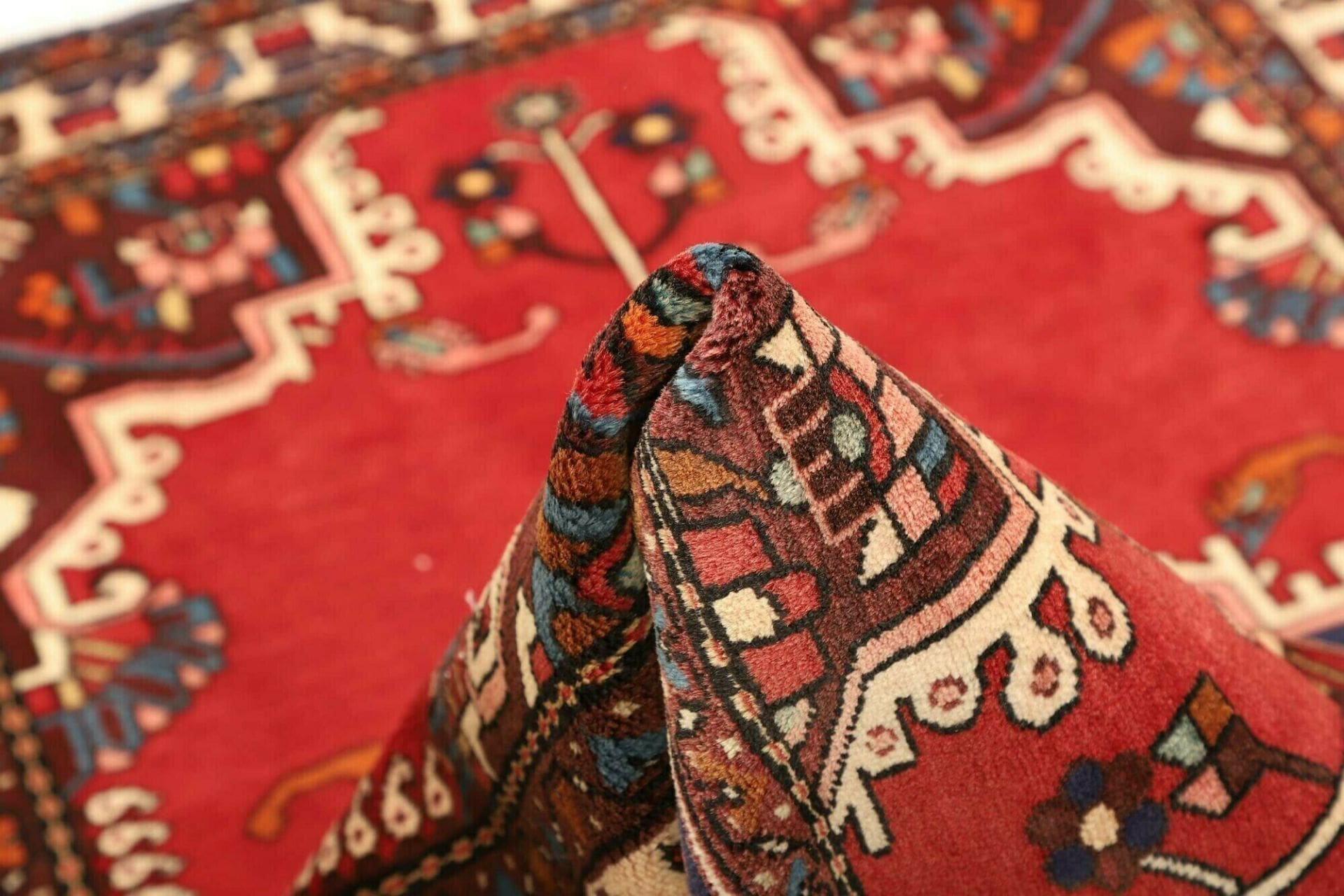 handgeknupfter-hamadan-orientteppich-111-x-153cm-schurwolle-herati-muster-8 Hamadan Herati Perserteppich 111 × 153 cm aus Wolle, handgeknüpft