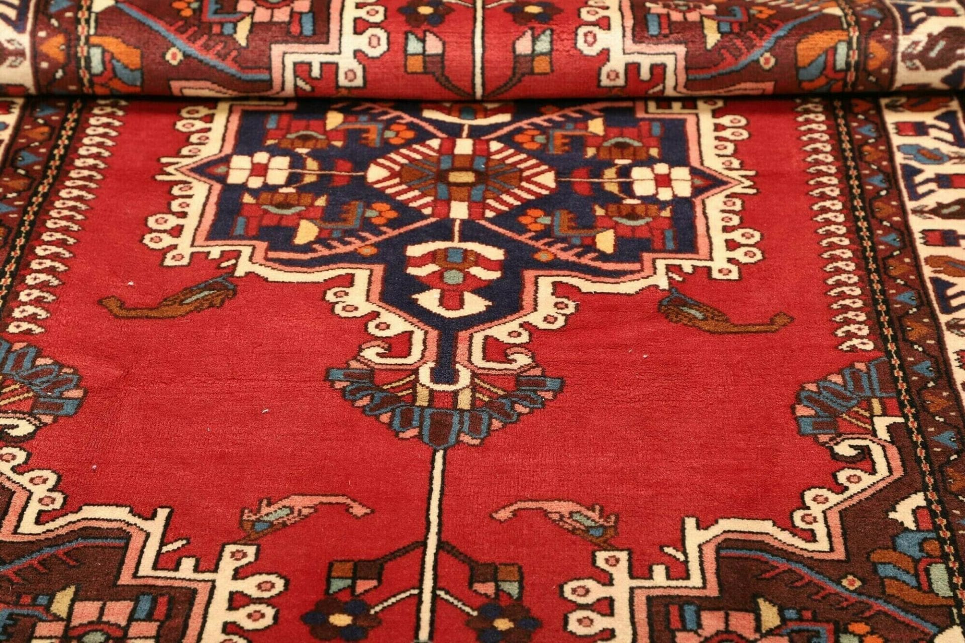 handgeknupfter-hamadan-orientteppich-111-x-153cm-schurwolle-herati-muster-9 Hamadan Herati Perserteppich 111 × 153 cm aus Wolle, handgeknüpft