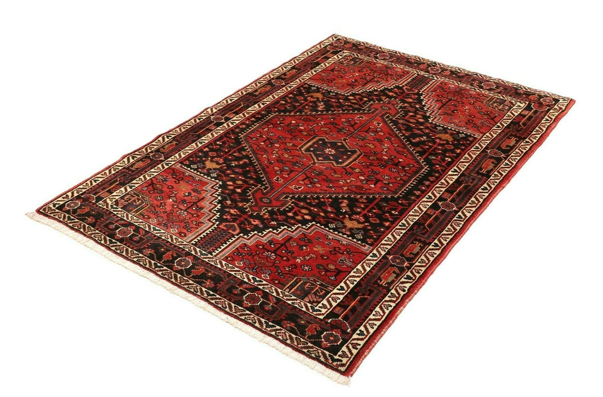 Hamadan Perserteppich 118 × 162 cm aus Wolle, handgeknüpft