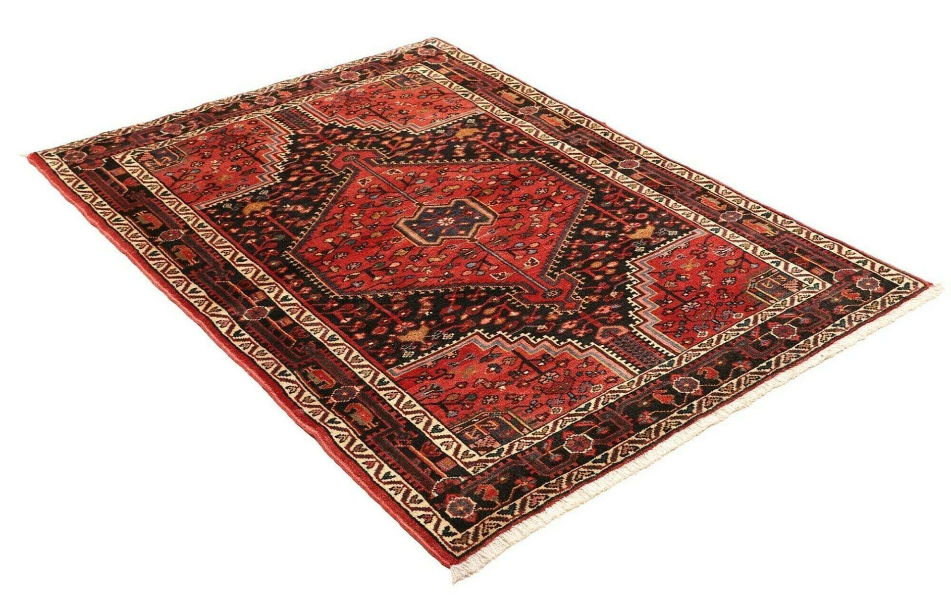 Hamadan Perserteppich 118 × 162 cm aus Wolle, handgeknüpft