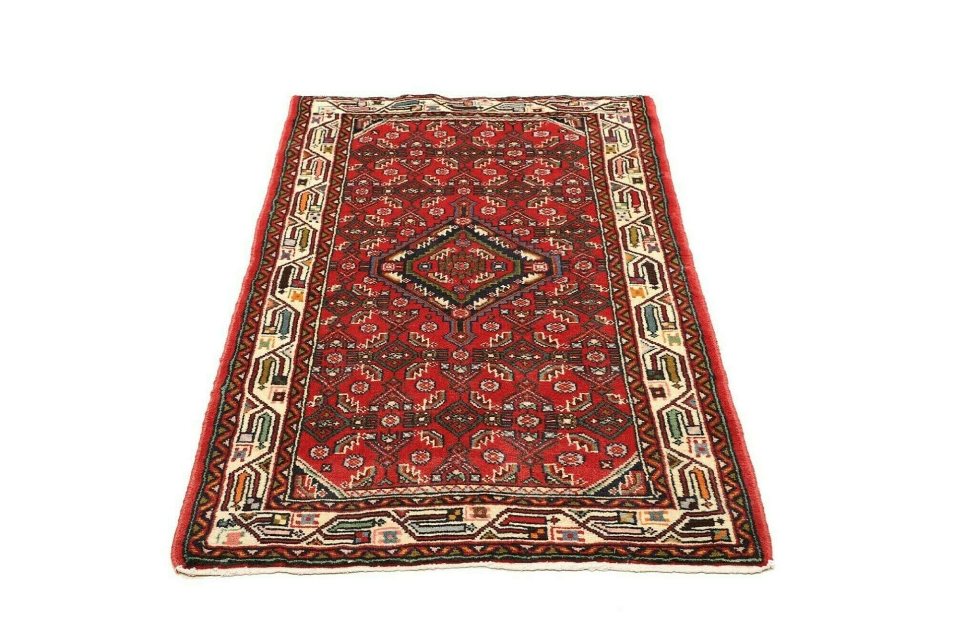 Handgeknüpfter Hamadan Herati Perserteppich 88 × 133 cm