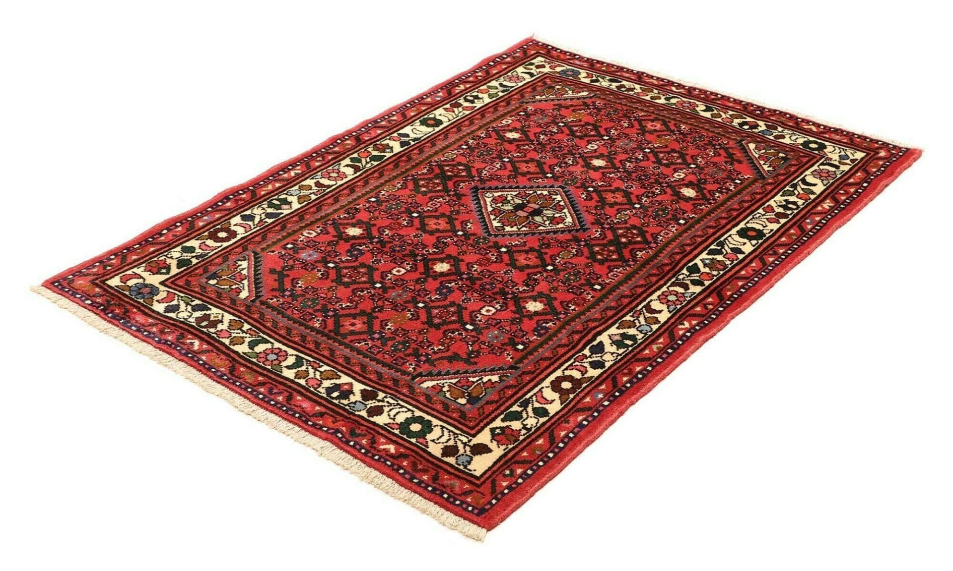 Handgeknüpfter Hamadan Perserteppich 103 × 142 cm