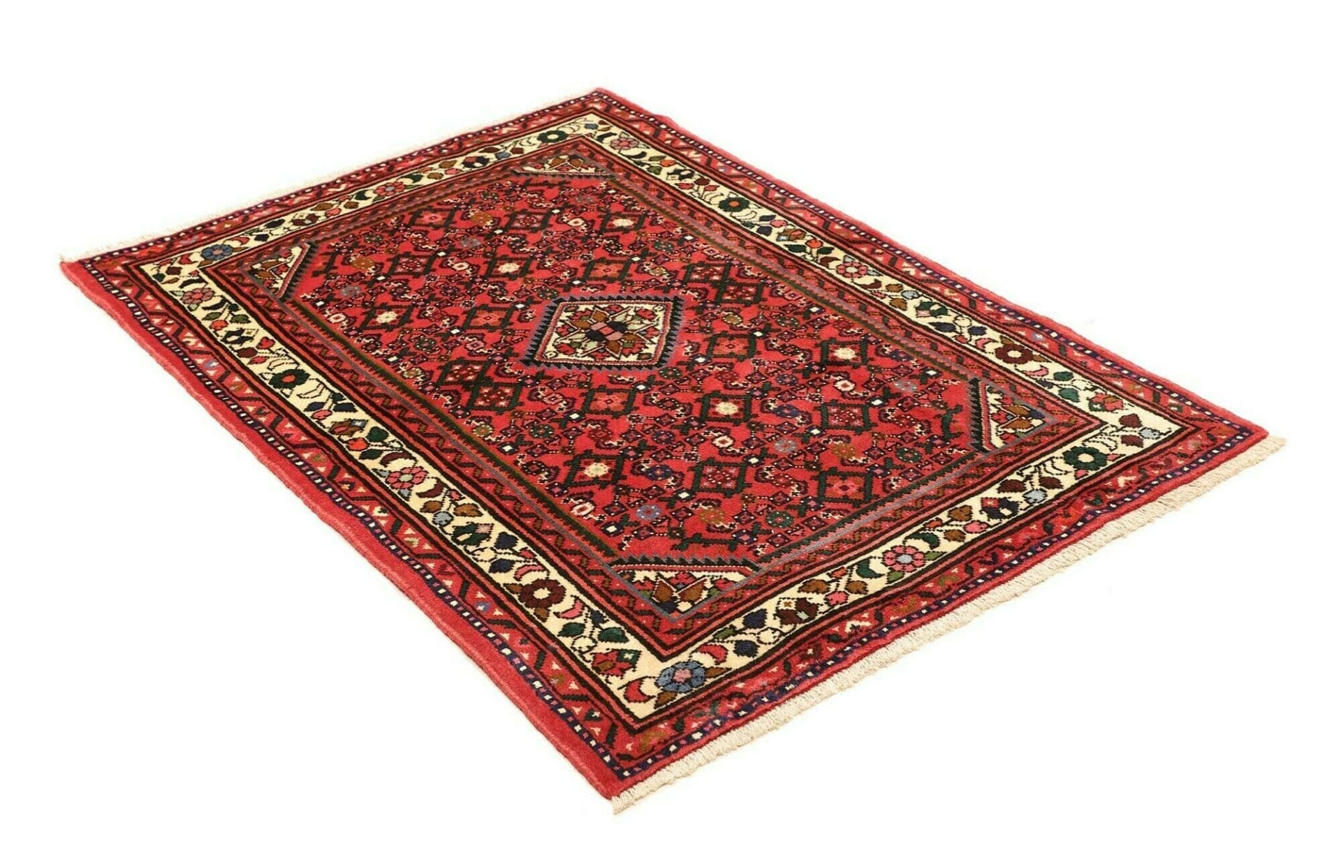 Handgeknüpfter Hamadan Perserteppich 103 × 142 cm