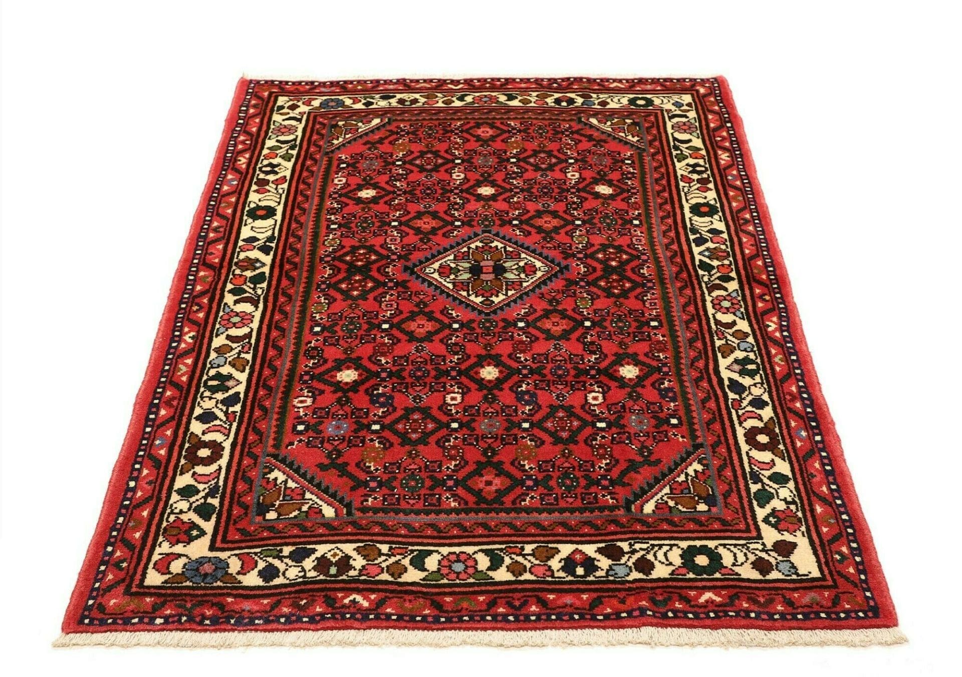 Handgeknüpfter Hamadan Perserteppich 103 × 142 cm
