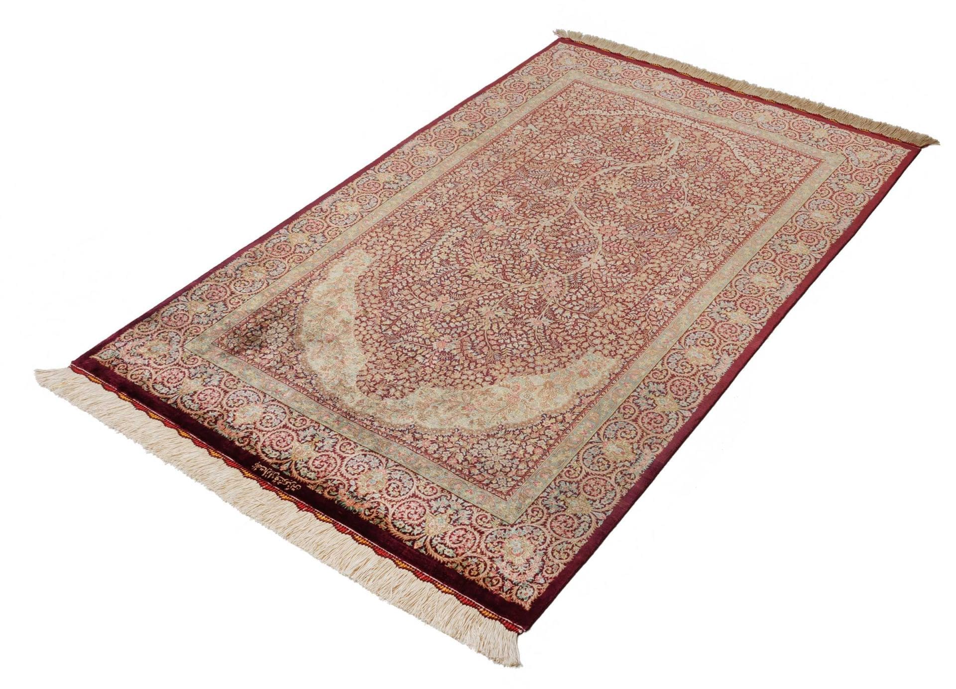 Handgeknüpfter Ghom Perserteppich, 104 × 156 cm, Seide