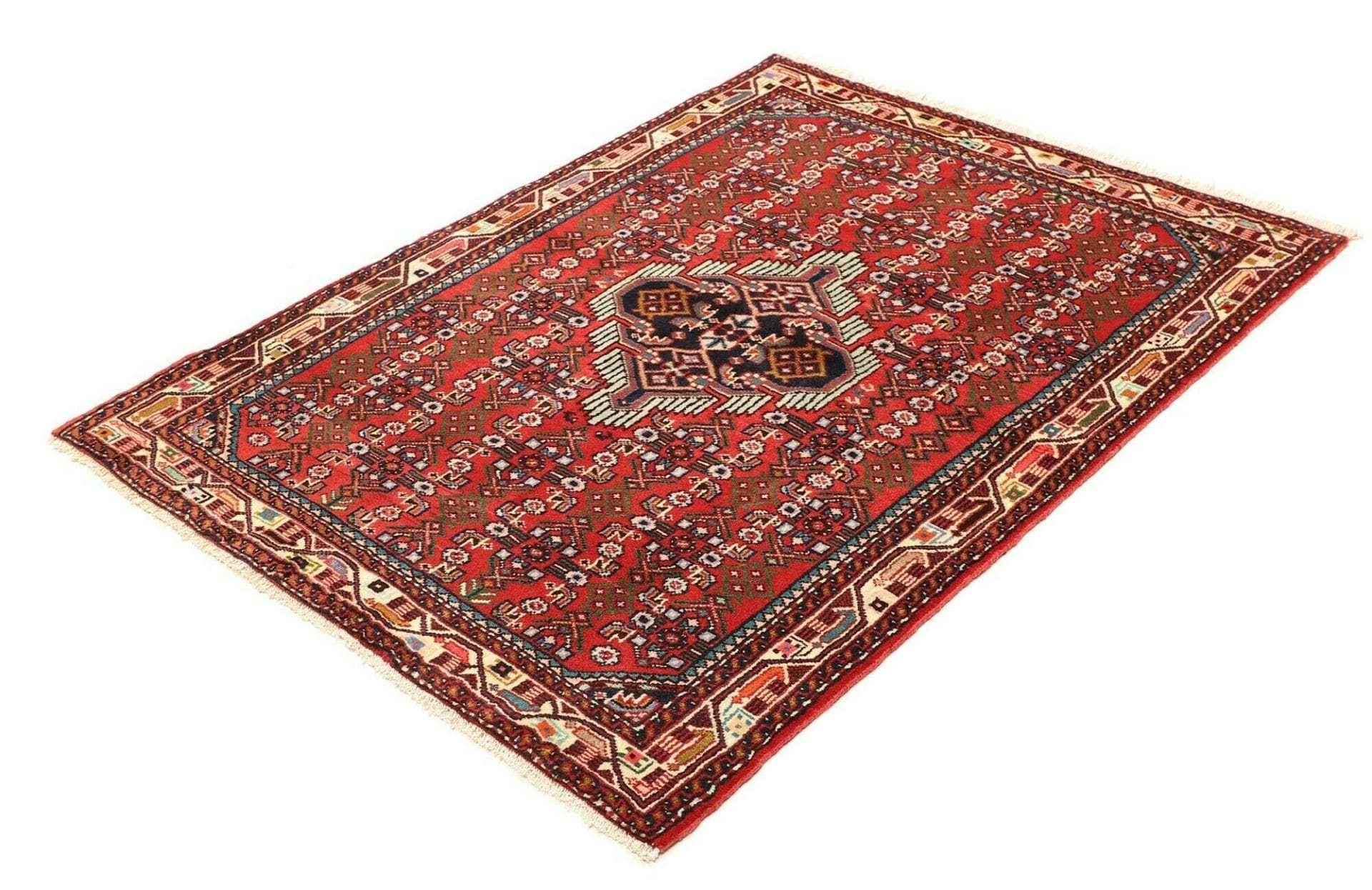 Handgeknüpfter Hamadan Herati Perserteppich 111 × 148 cm