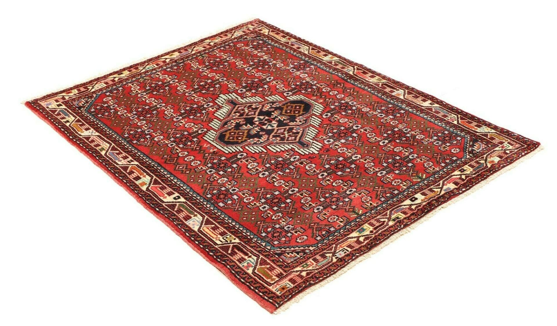 Handgeknüpfter Hamadan Herati Perserteppich 111 × 148 cm