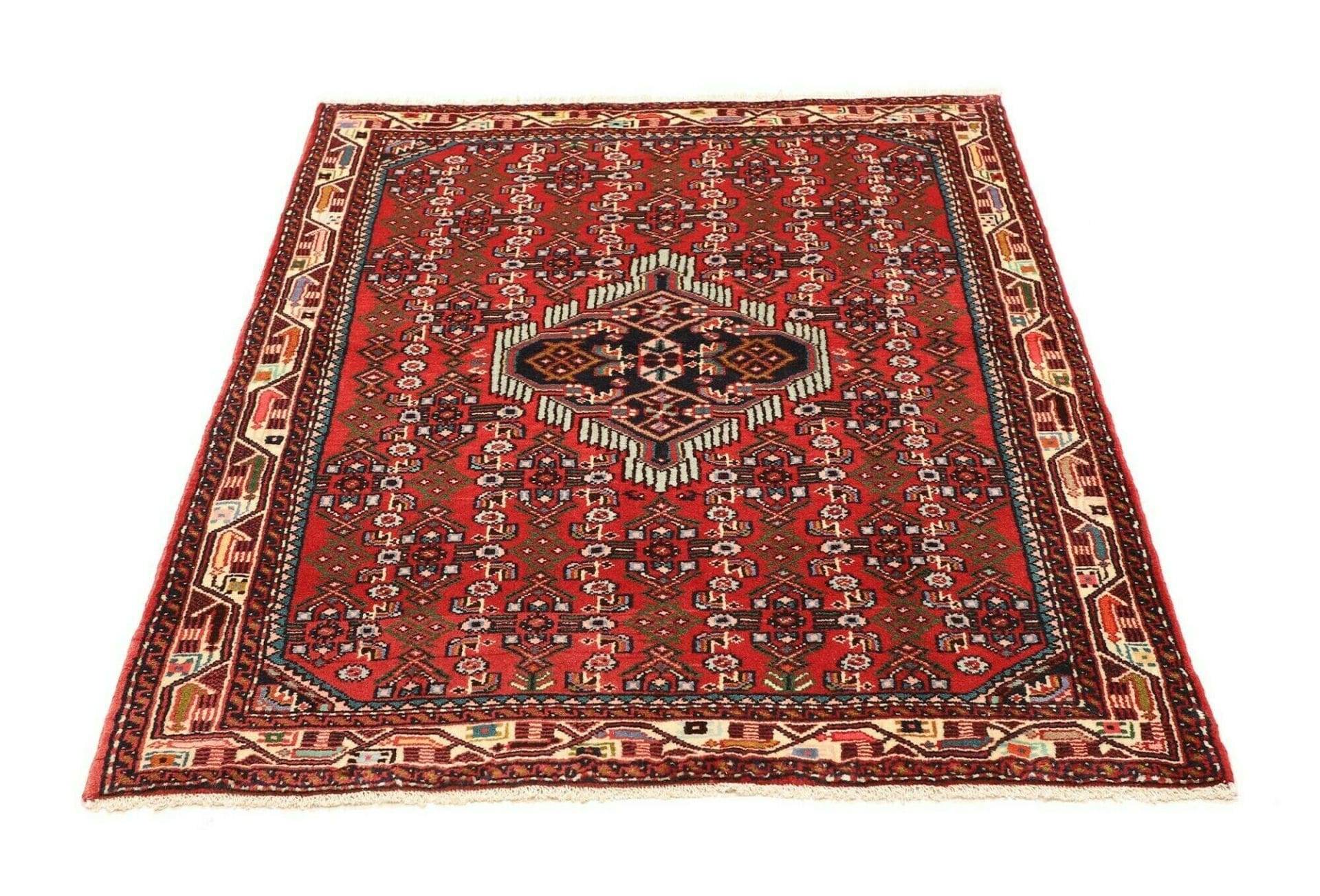 Handgeknüpfter Hamadan Herati Perserteppich 111 × 148 cm