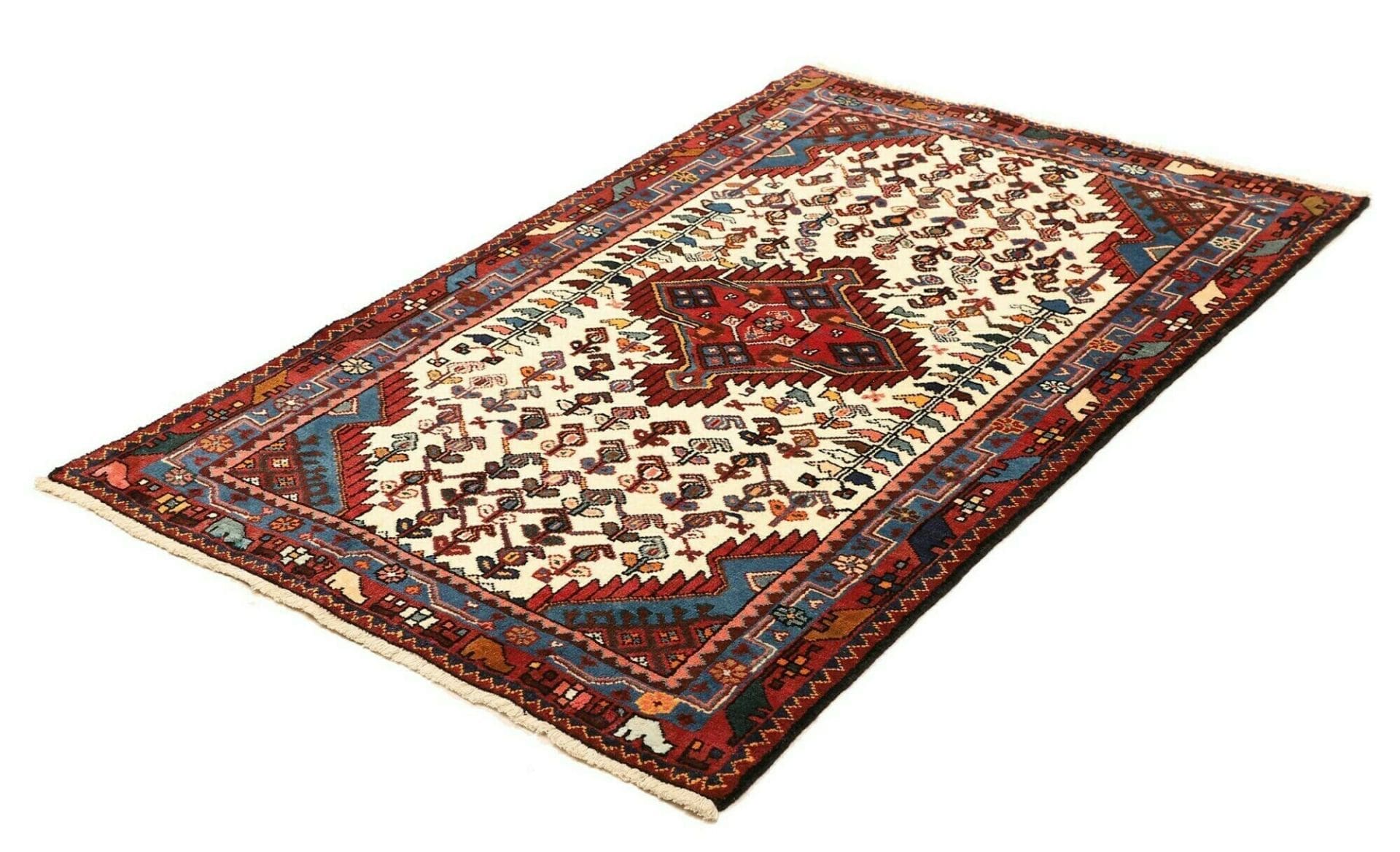 Handgeknüpfter Hamadan Herati Perserteppich, 106 × 162 cm, Wolle
