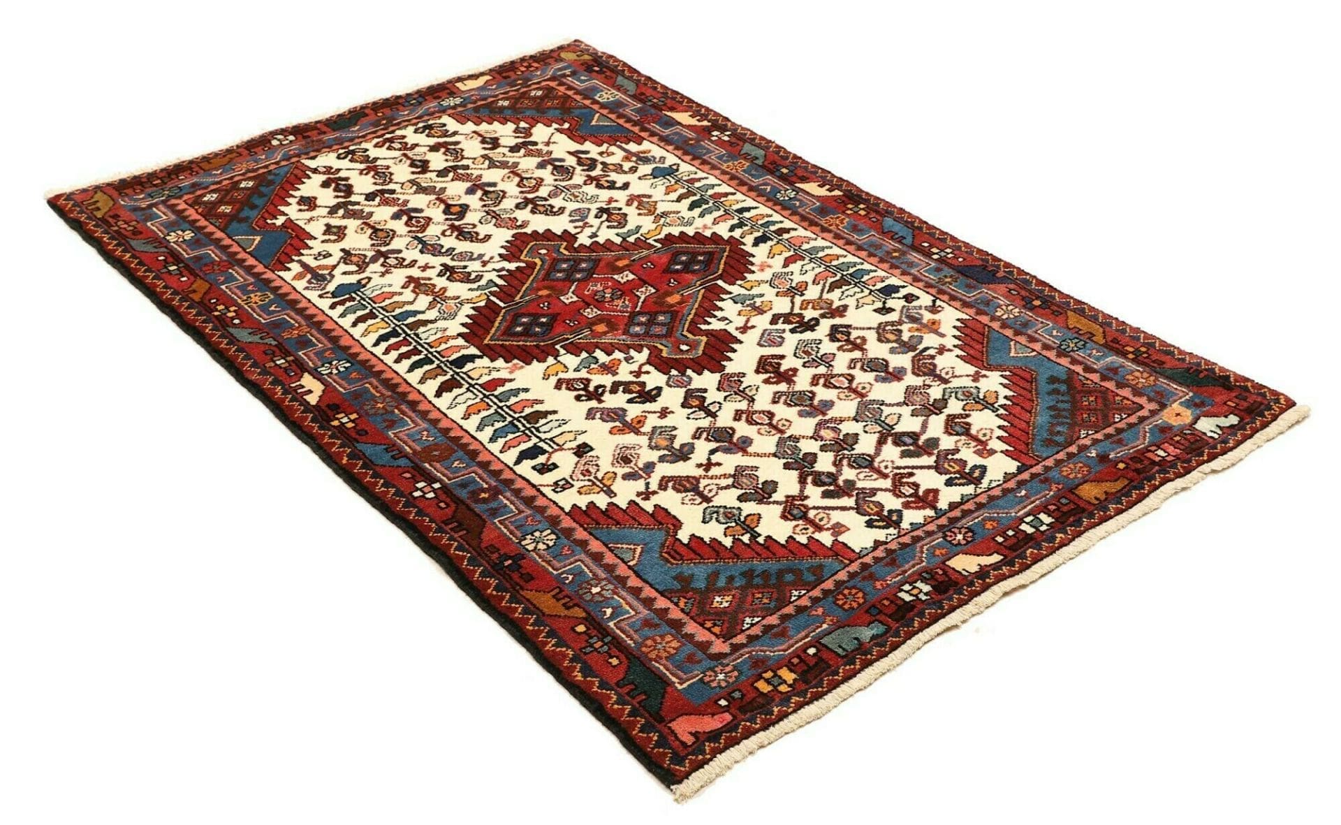 Handgeknüpfter Hamadan Herati Perserteppich, 106 × 162 cm, Wolle