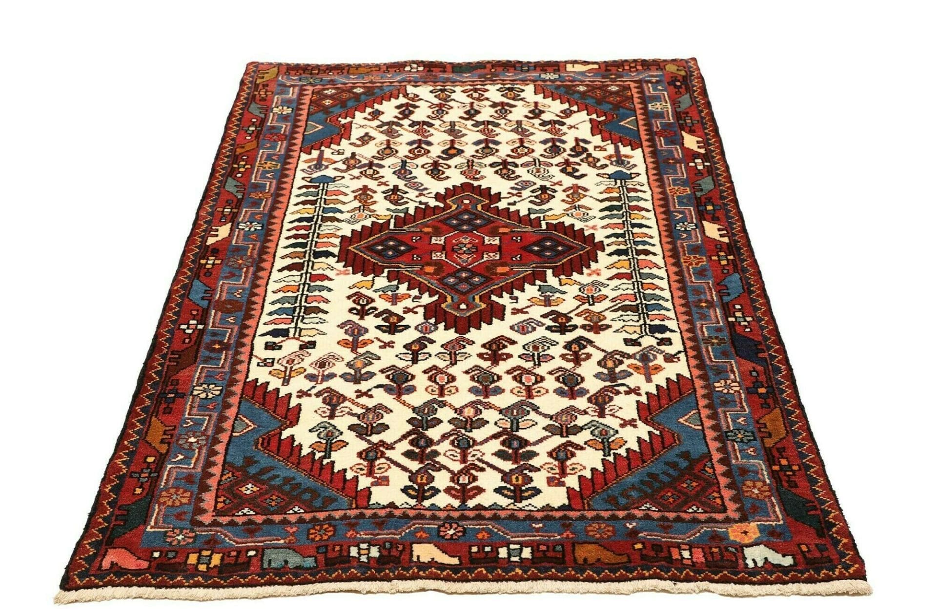 Handgeknüpfter Hamadan Herati Perserteppich, 106 × 162 cm, Wolle