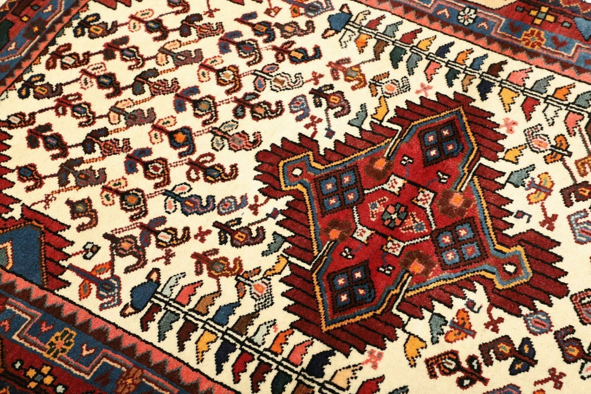 Handgeknüpfter Hamadan Herati Perserteppich, 106 × 162 cm, Wolle
