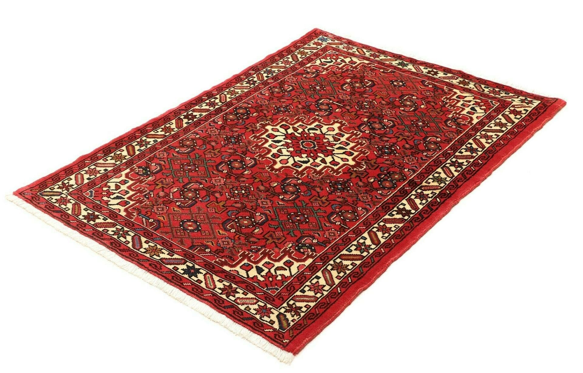 handgeknupfter-hamadan-teppich-105-x-147cm-schurwolle-blau-rot-1 Hamadan Perserteppich aus Iran, 105 × 147 cm