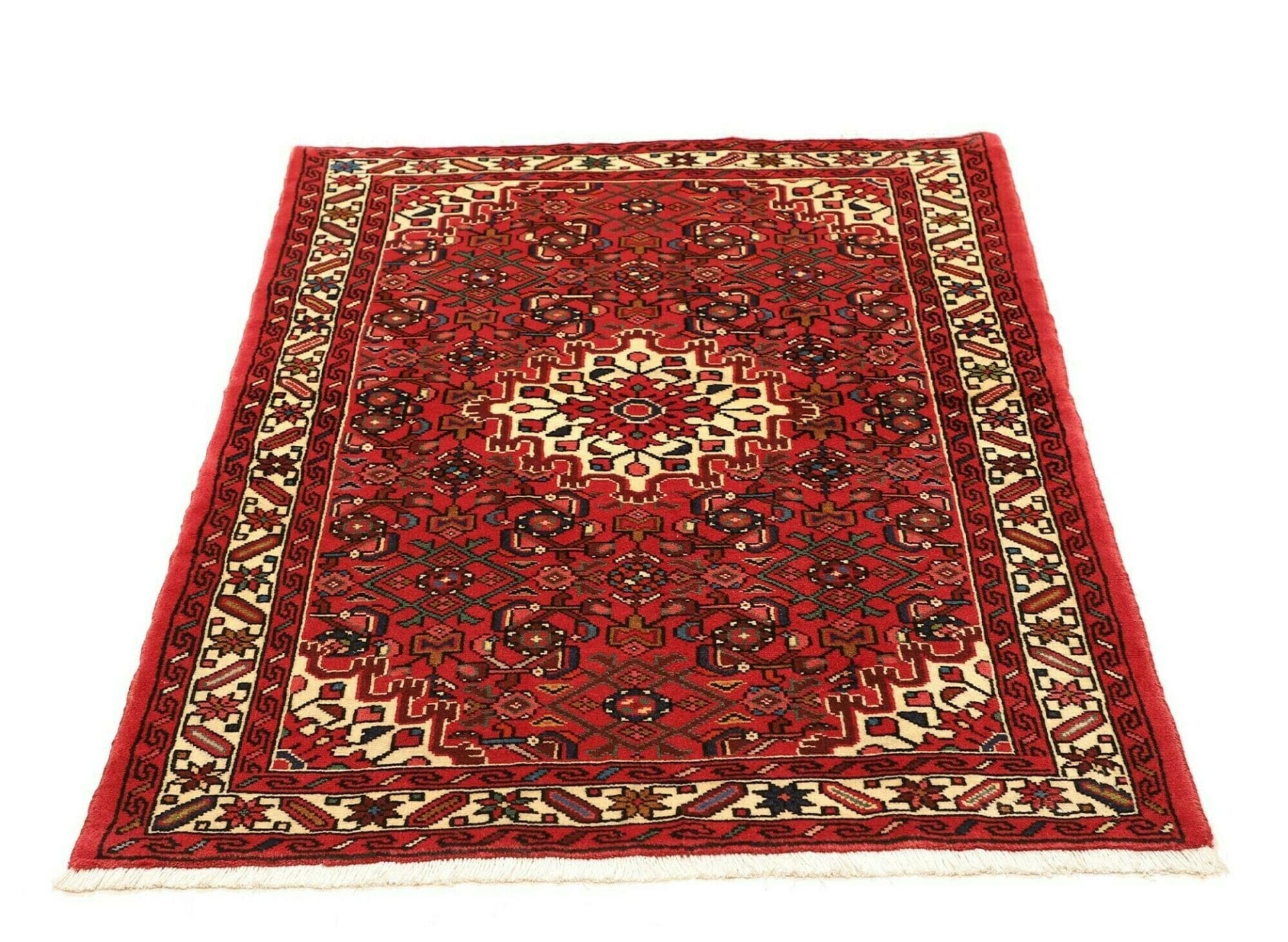 handgeknupfter-hamadan-teppich-105-x-147cm-schurwolle-blau-rot-3 Hamadan Perserteppich aus Iran, 105 × 147 cm