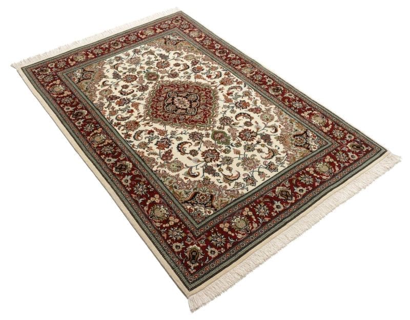 Handgeknüpfter Isfahan Perserteppich, 109 × 158 cm, Wolle & Seide
