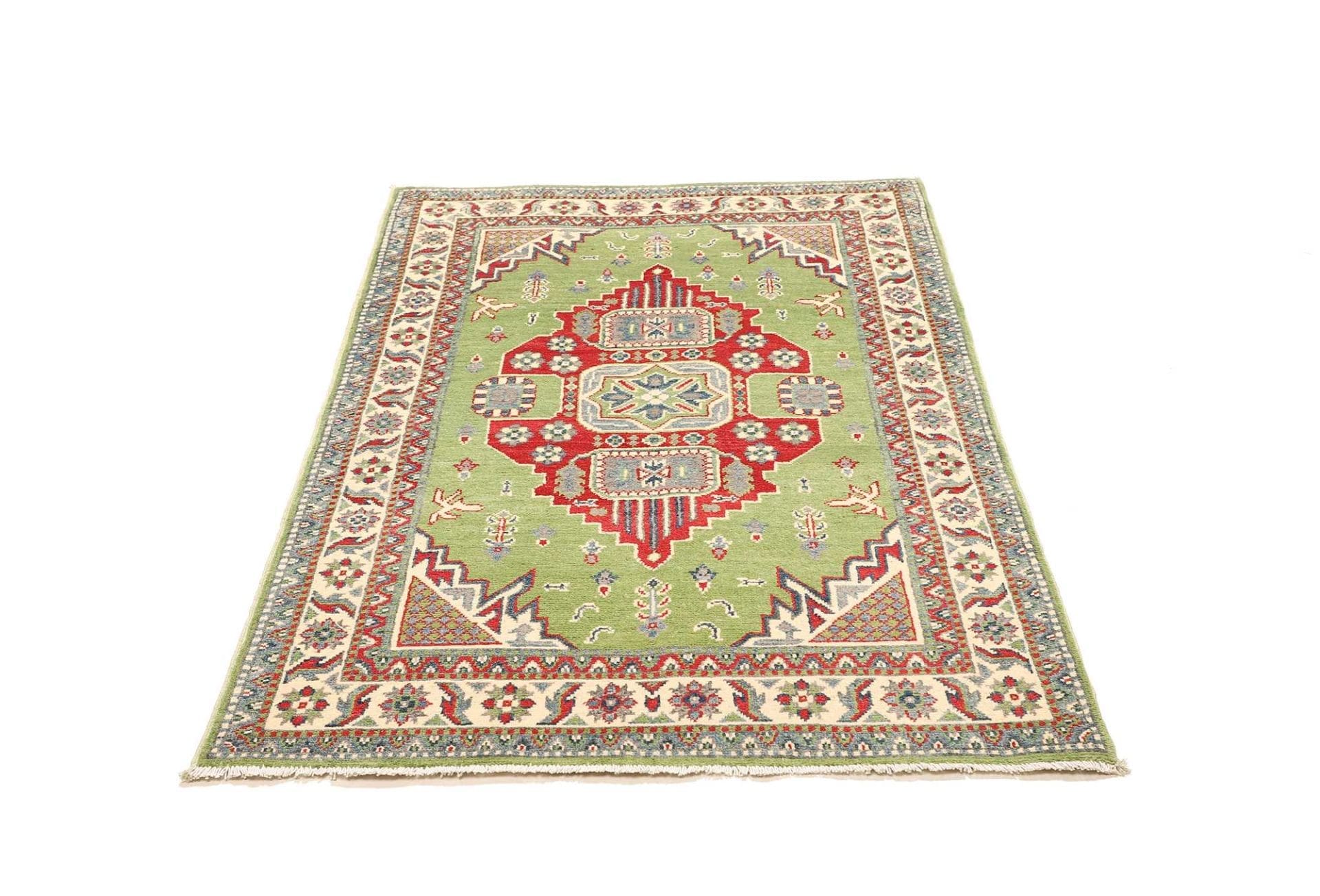 kazak-orientteppich-100-x-152-cm-geometrisches-muster-handgeknupft-3 Handgeknüpfter Kazak Orientteppich, 100 × 152 cm, Wolle