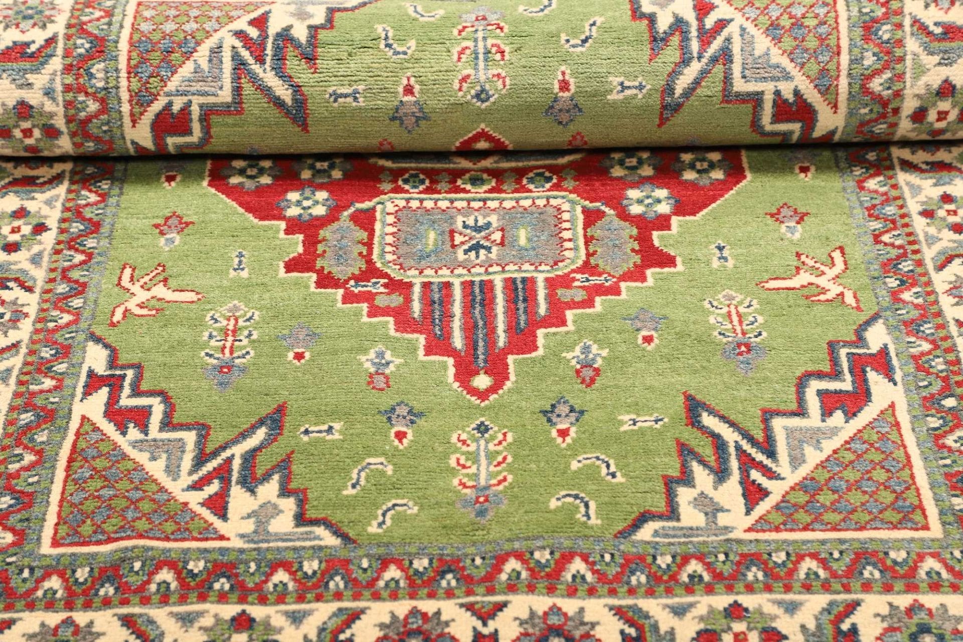 kazak-orientteppich-100-x-152-cm-geometrisches-muster-handgeknupft-9 Handgeknüpfter Kazak Orientteppich, 100 × 152 cm, Wolle