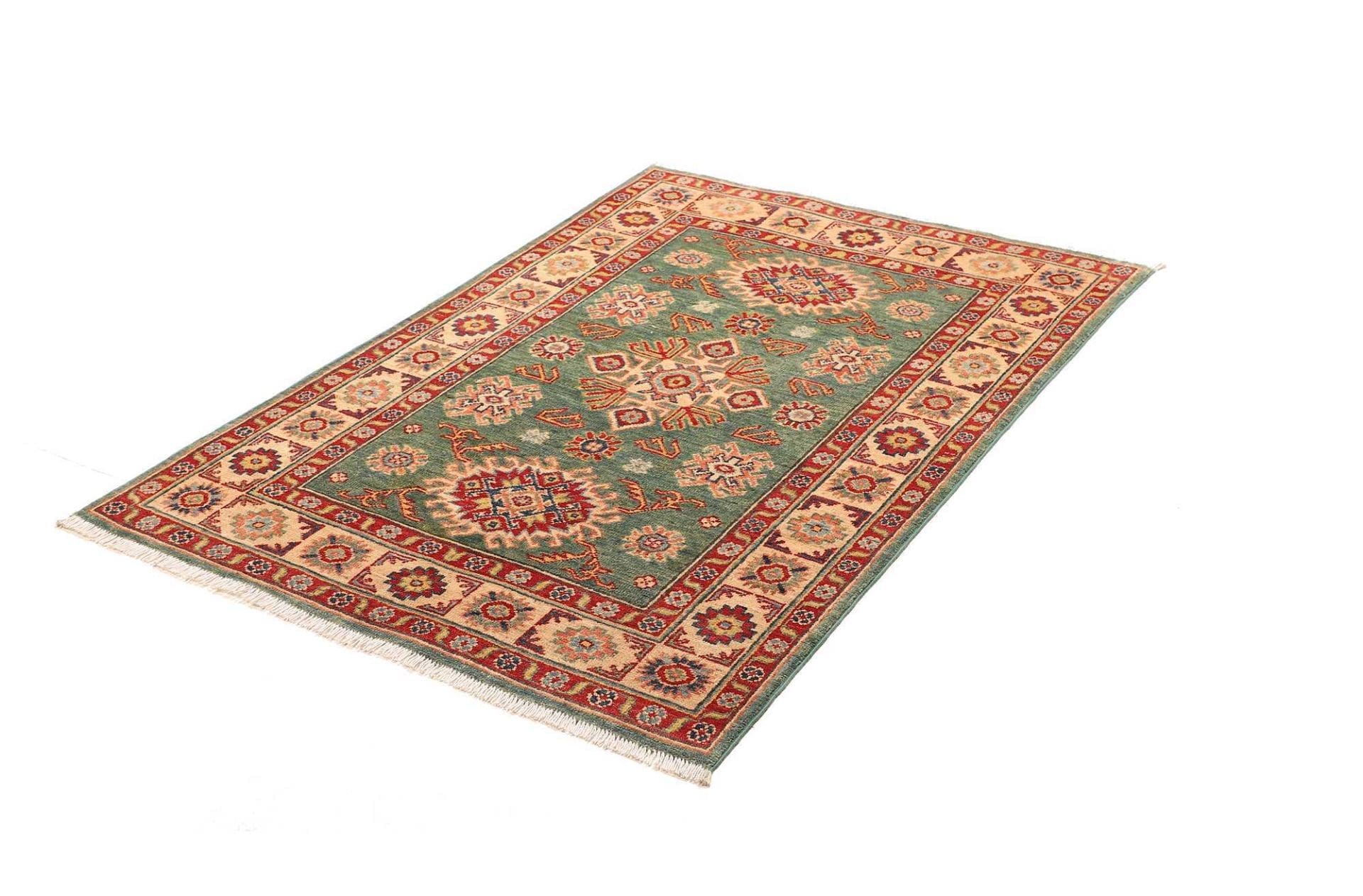 kazak-teppich-108-x-150-cm-geometrisches-muster-handgeknupft-1 Handgeknüpfter Kazak Orientteppich 108 × 150 cm