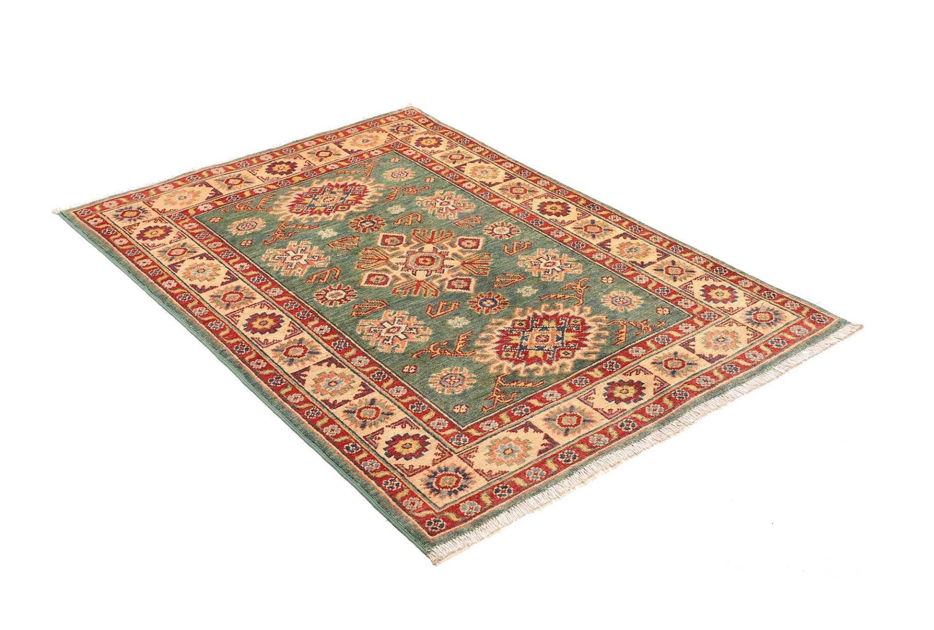 kazak-teppich-108-x-150-cm-geometrisches-muster-handgeknupft-2 Handgeknüpfter Kazak Orientteppich 108 × 150 cm