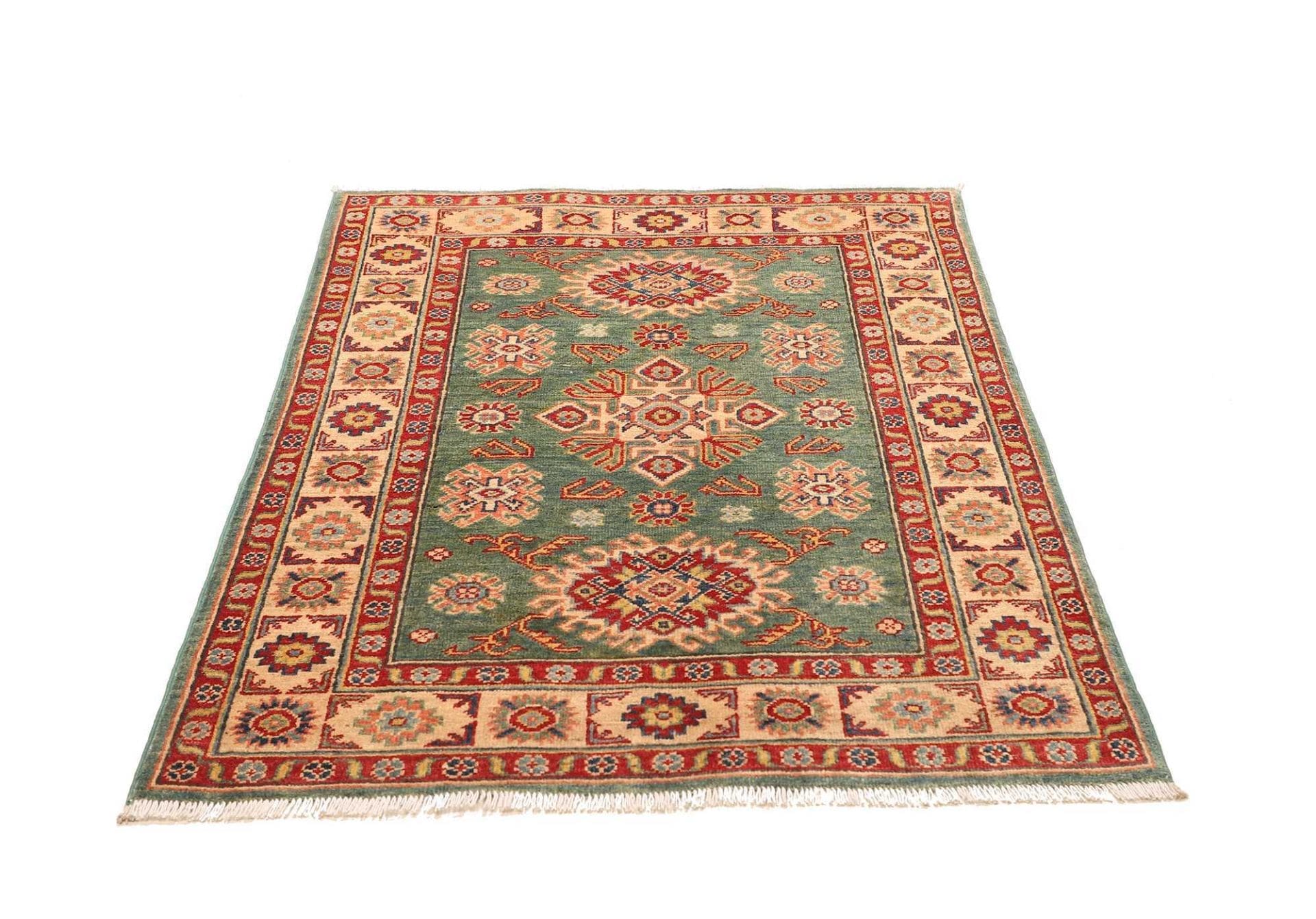 kazak-teppich-108-x-150-cm-geometrisches-muster-handgeknupft-3 Handgeknüpfter Kazak Orientteppich 108 × 150 cm