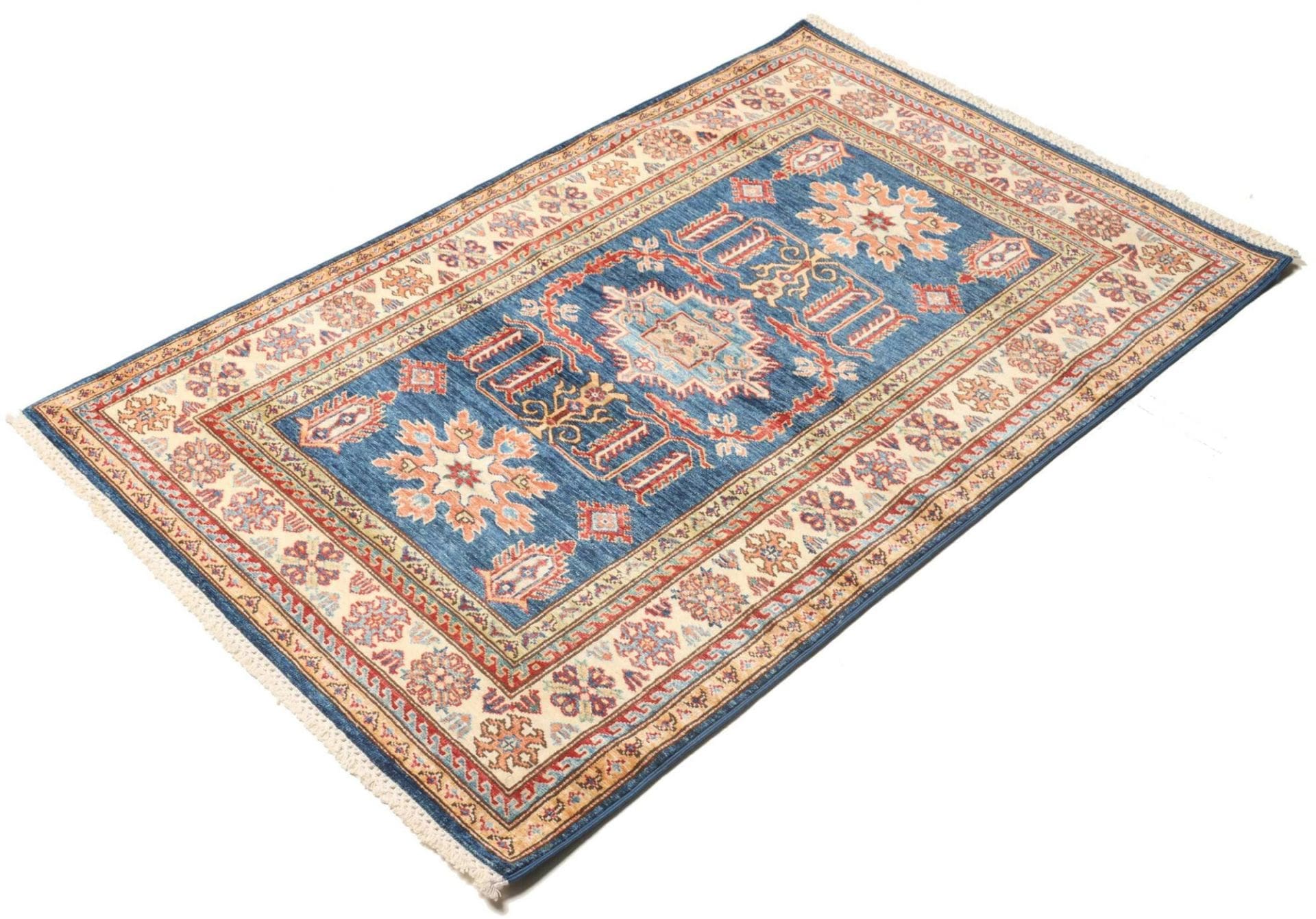 kazak-orientteppich-105-x-156cm-handgeknupft-geometrische-muster-1 Handgeknüpfter Kazak Orientteppich, 105 × 156 cm, Wolle